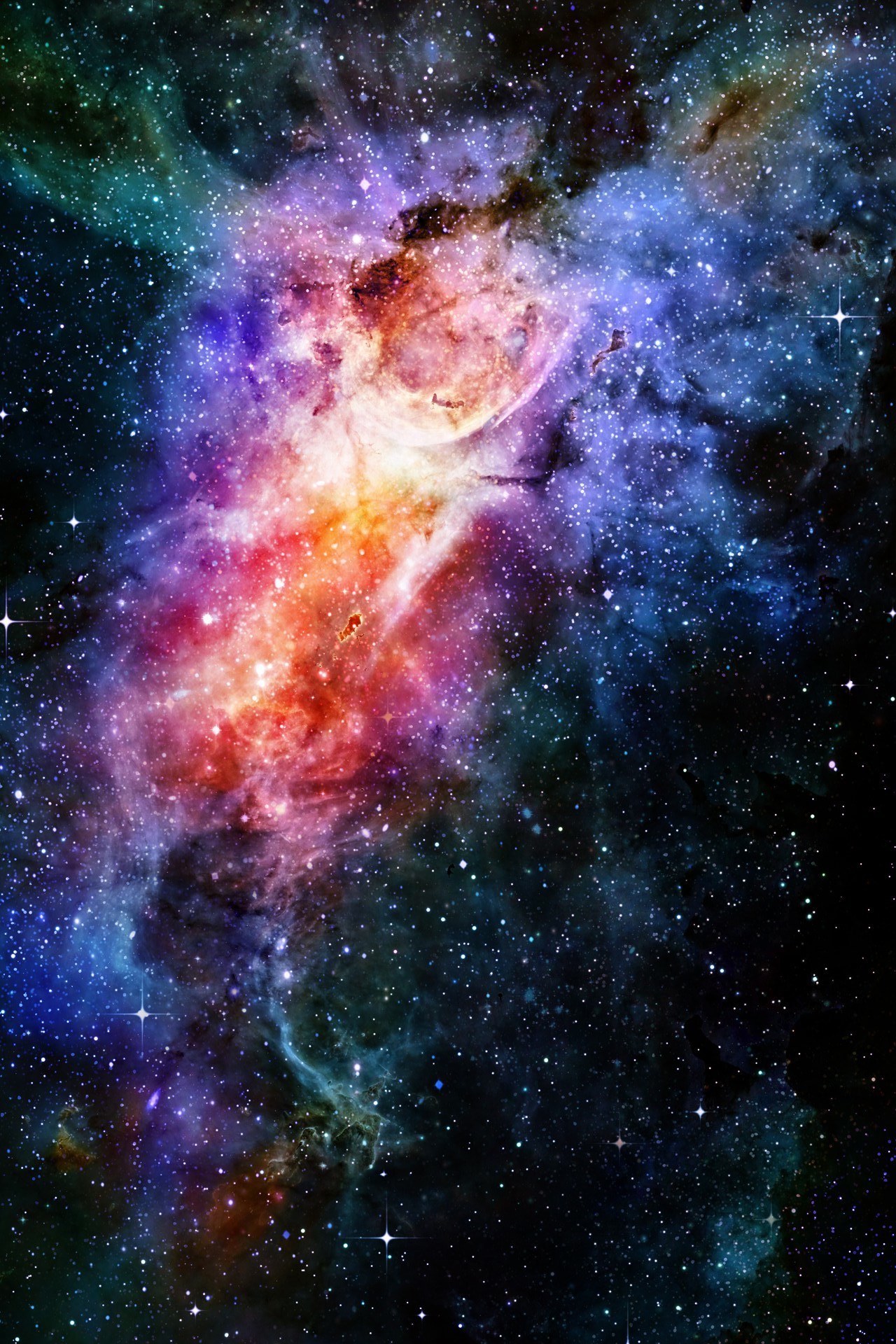 Nebulosa, Spazio, Stelle, Colori vivaci, sfondo per iPhone e Android