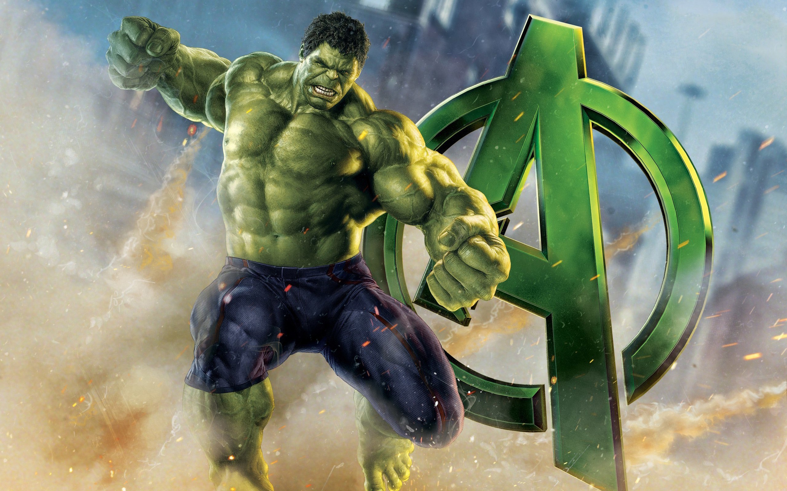 Hulk, The Avengers, Logo degli Avengers, Marvel, 2K, sfondo desktop