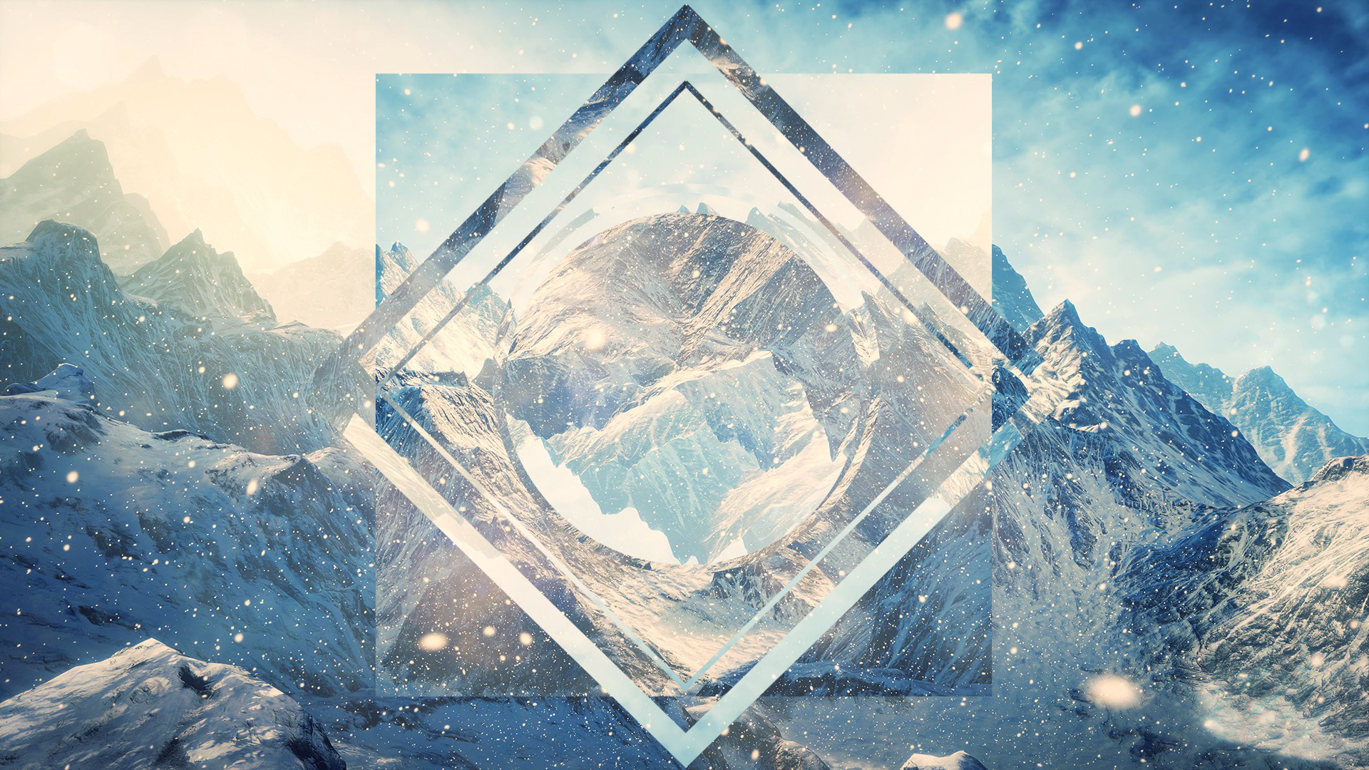 Montagne innevate, Rombo, Geometrico, Neve, Full HD 1080p, sfondo desktop