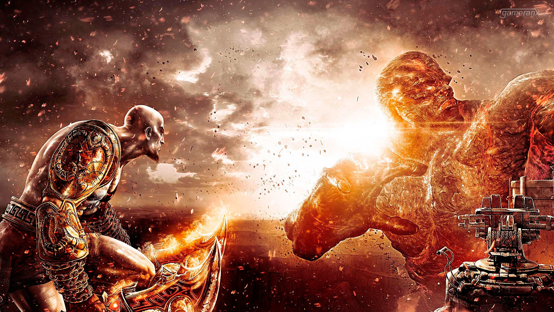 Kratos, God of War III, Titano, Fiamme, Full HD, sfondo per PC e portatile
