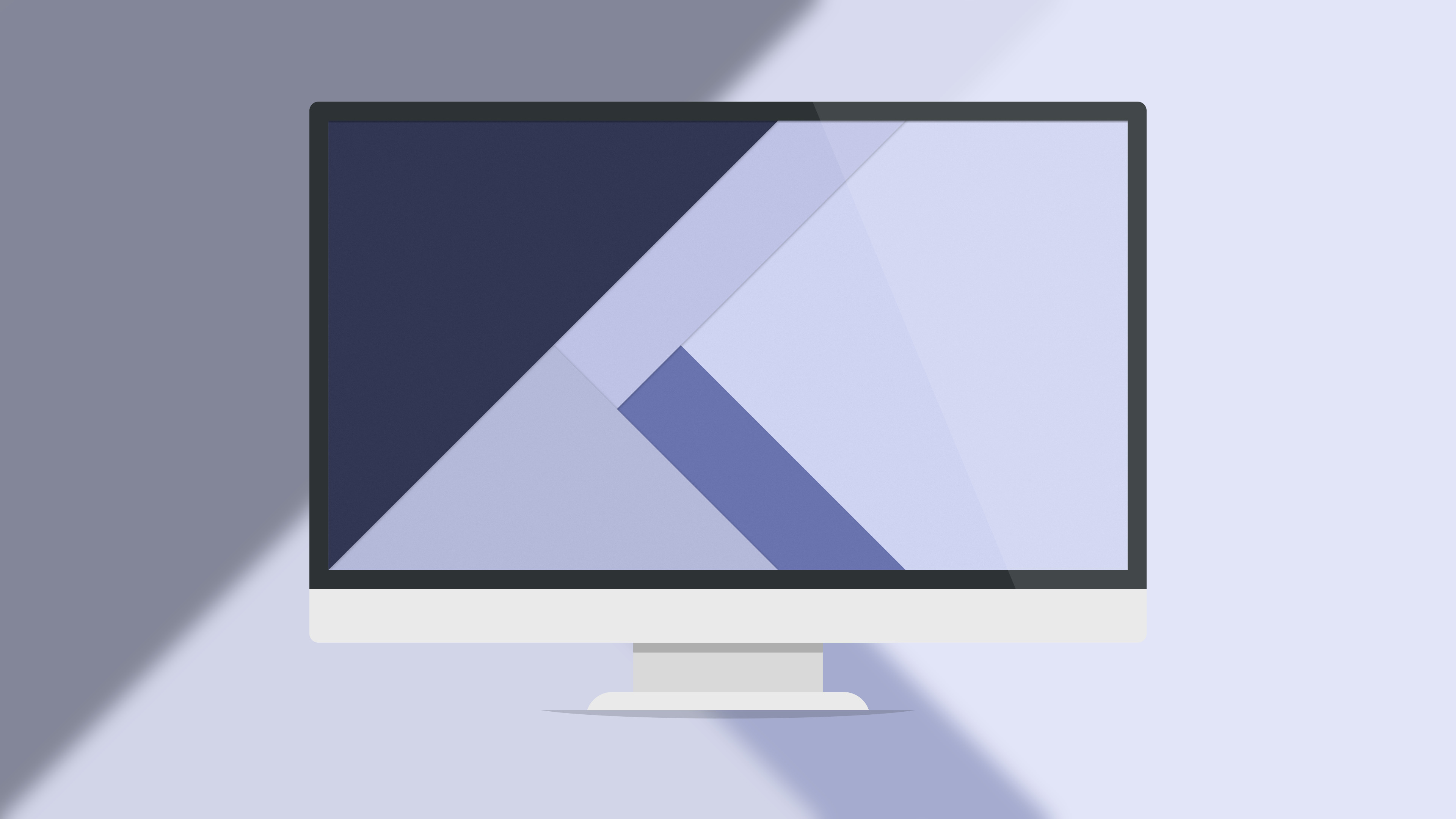 Material Design, Monitor, Lavanda, Ombra lunga, Minimalista, 3840x2160, sfondo per PC