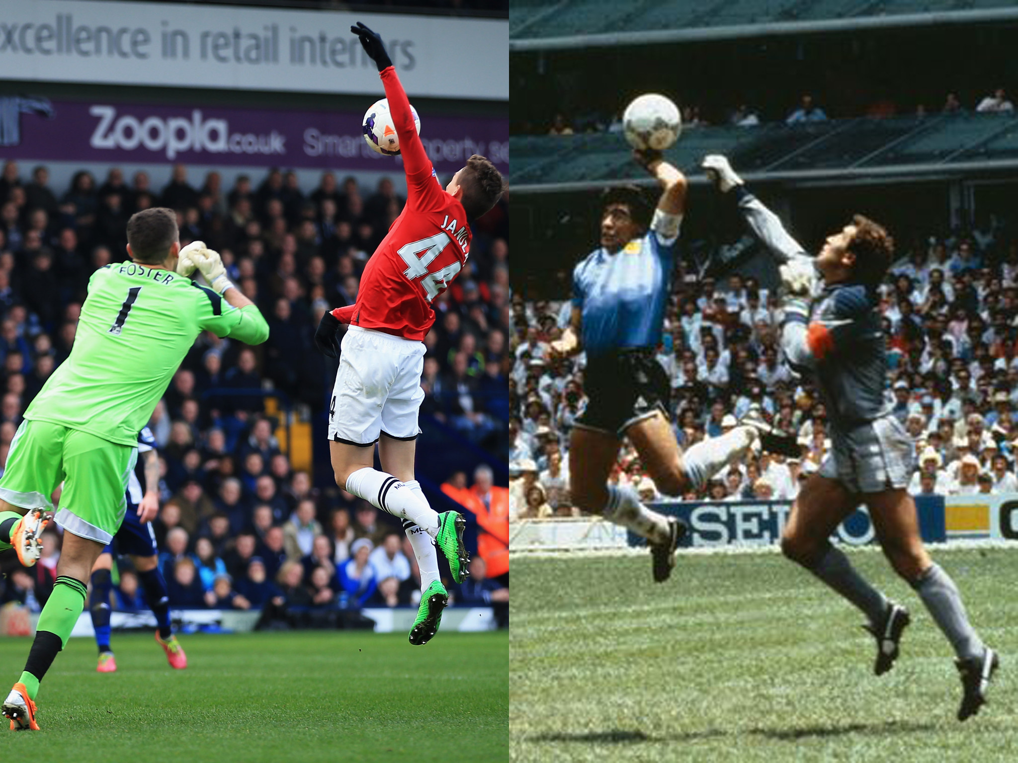 Diego Armando Maradona, Mano de Dios, Peter Shilton, Collage, Confronto, sfondo Full HD per tablet