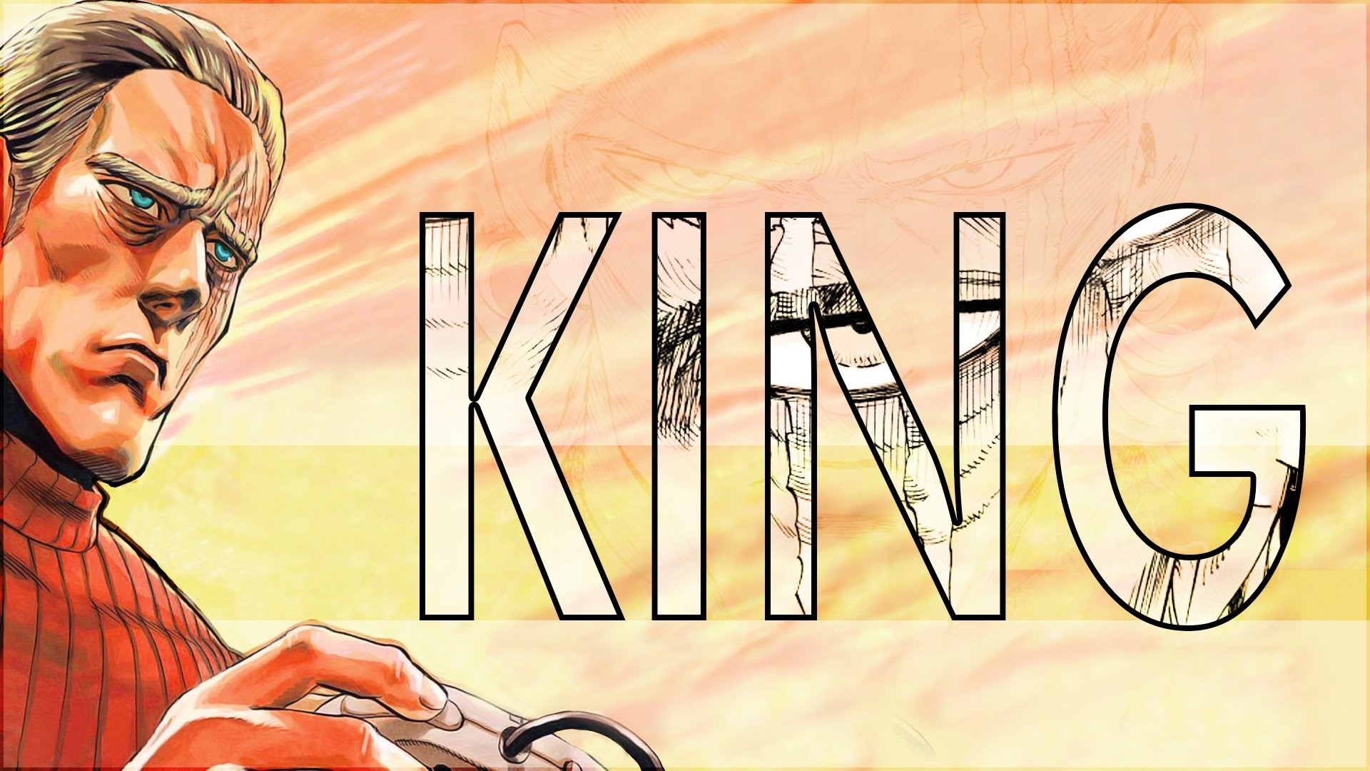King, One Punch Man, Tipografia, Arancione, 1920x1080, sfondo per PC