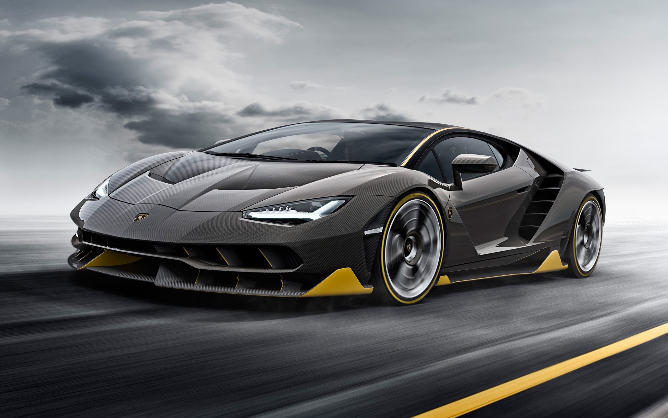 Lamborghini Centenario, Fibra di carbonio, Mosso, Strada, 2560x1600, sfondo MacBook Pro