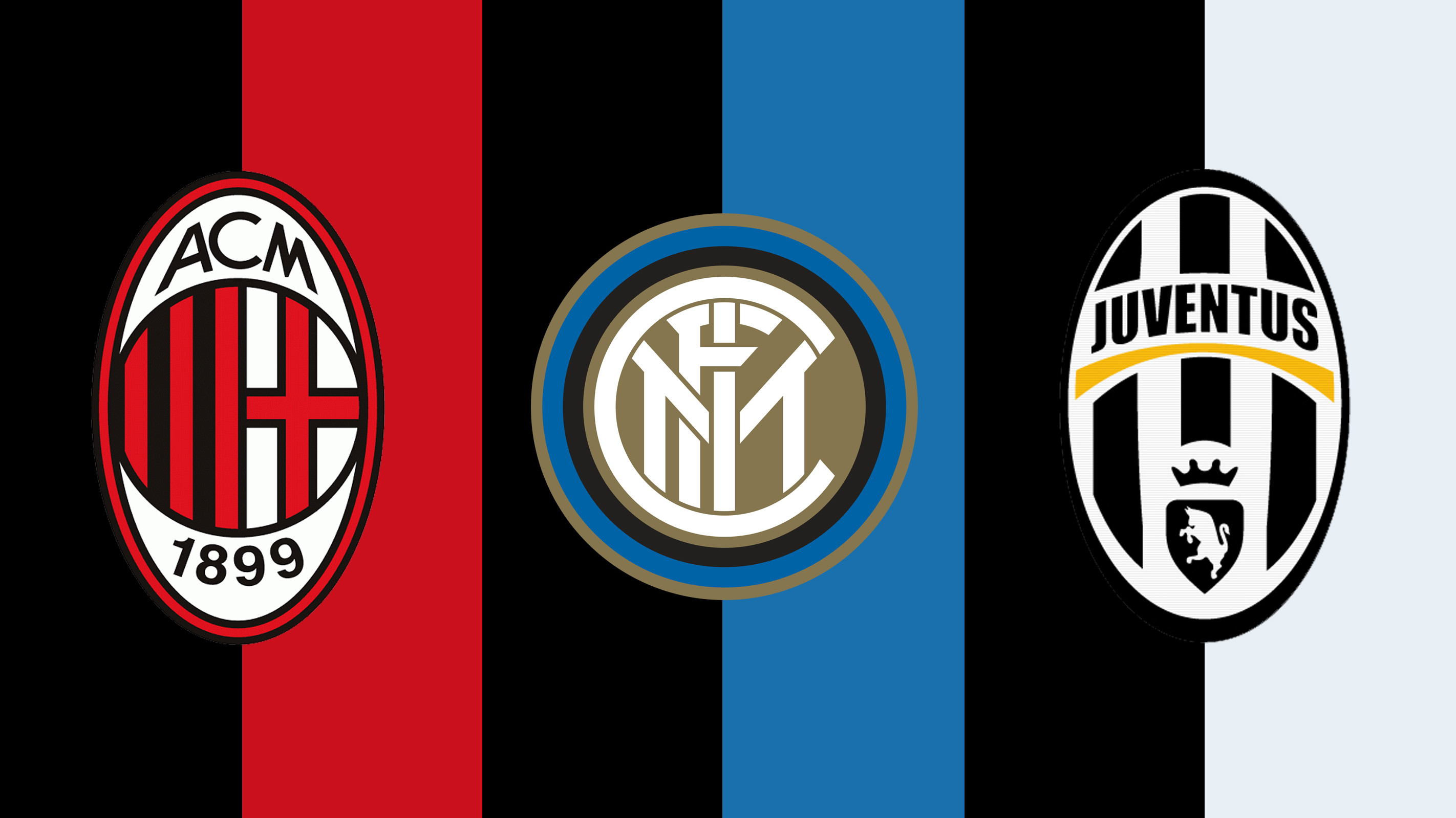 Inter, AC Milan, Juventus, Stemmi, Serie A, 2K, sfondo per portatile