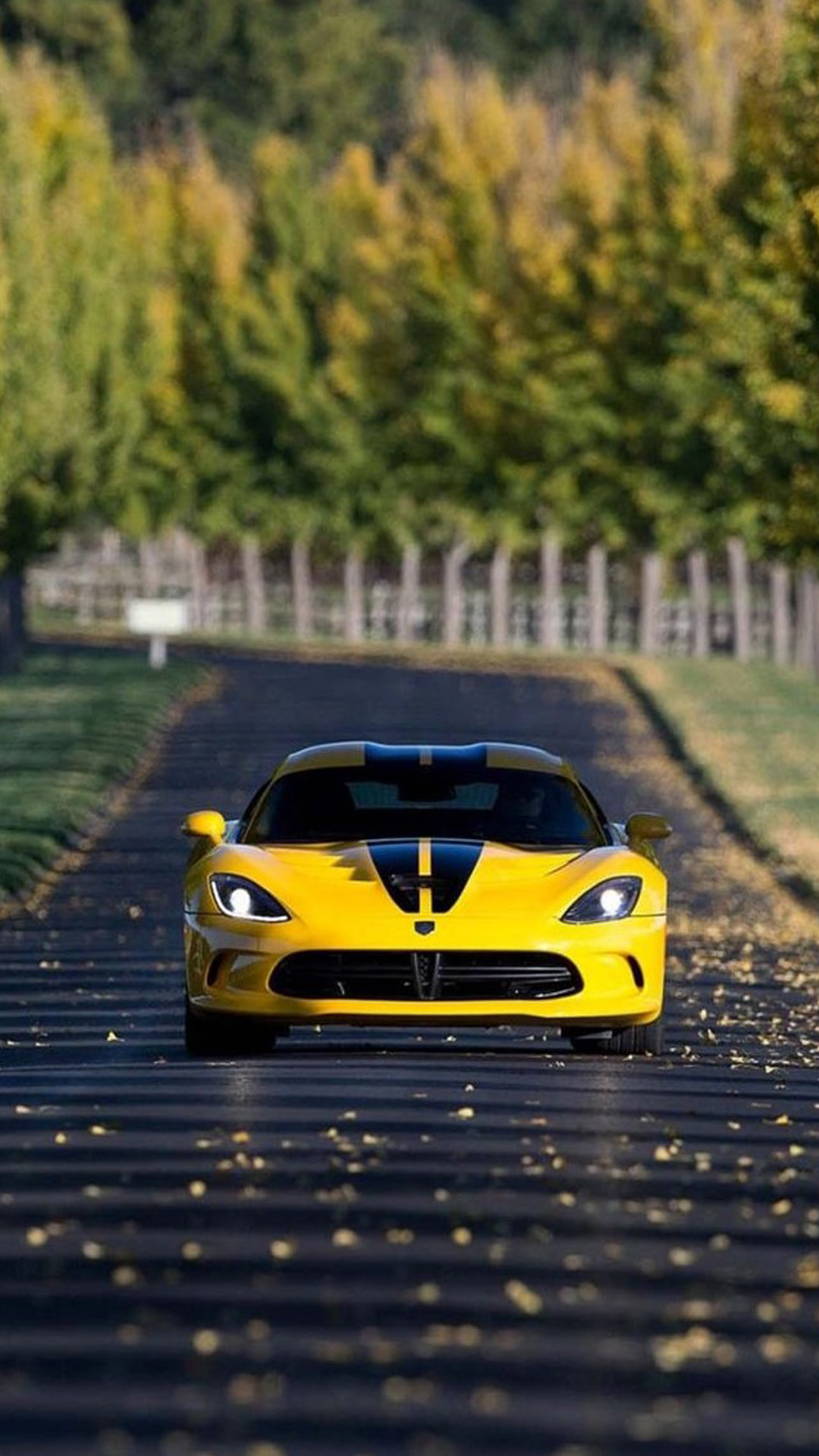 Dodge Viper, Auto sportiva, Strada, Giallo, sfondo iPhone