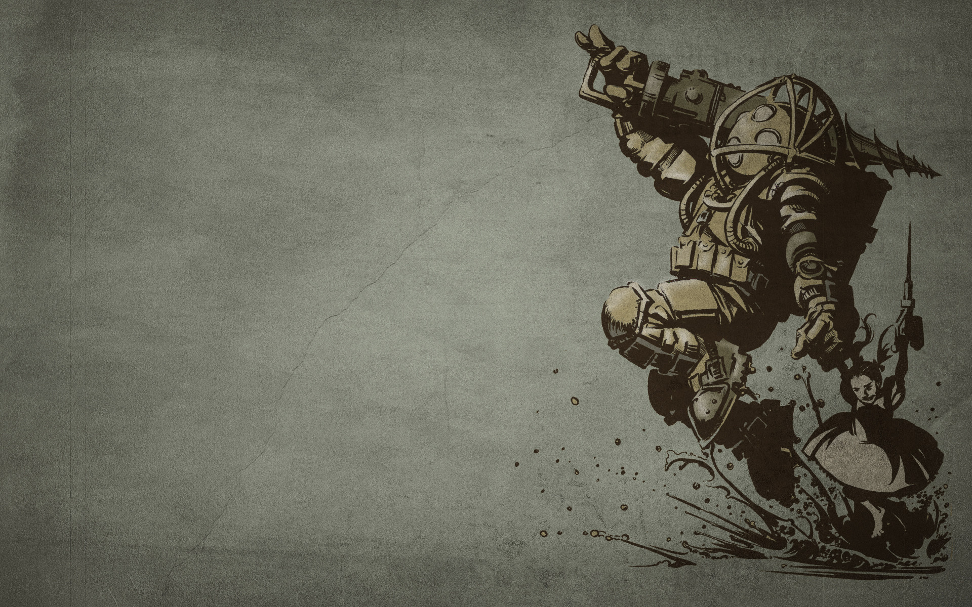 Big Daddy, BioShock, Illustrazione, Grigio, 1920x1200, sfondo per PC