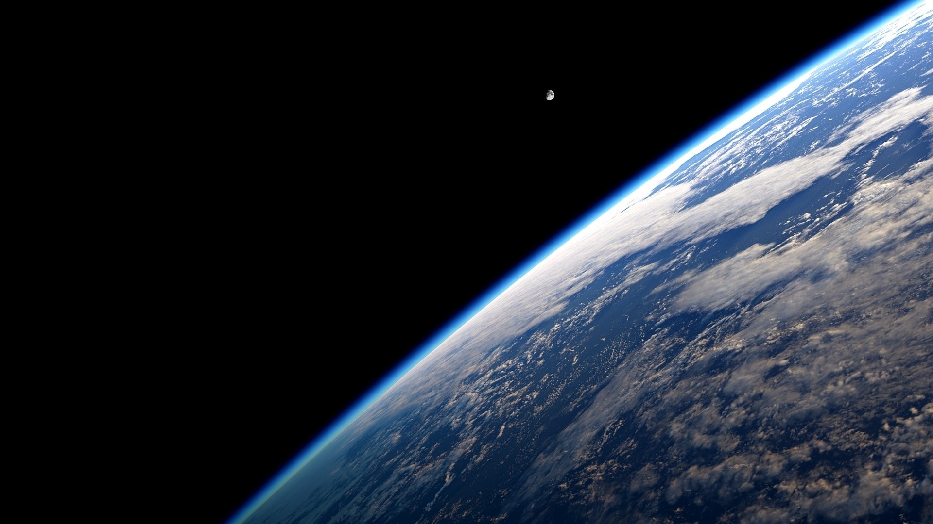 Terra, Nuvole, Vista orbitale, Luna, Full HD, sfondo Windows 11