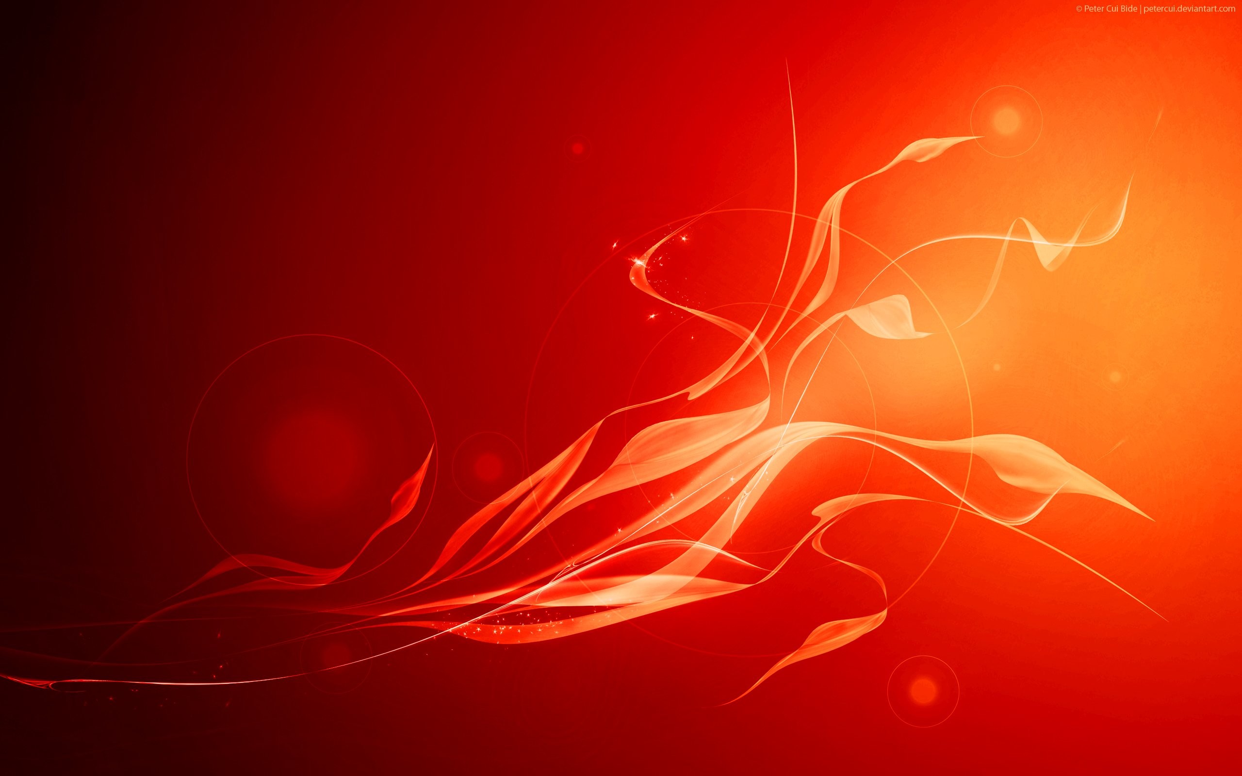 Forme astratte, Rosso, Arancione, Arte digitale, 2K, sfondo per PC e portatile