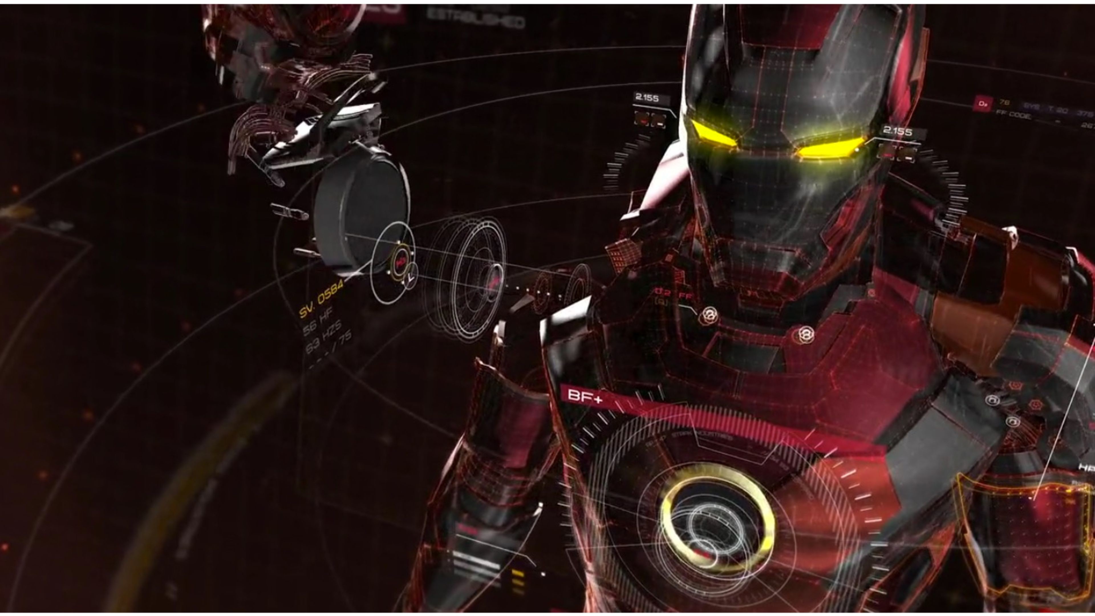 Iron Man, HUD, Ologramma, Officina, 3840x2160, immagine di sfondo