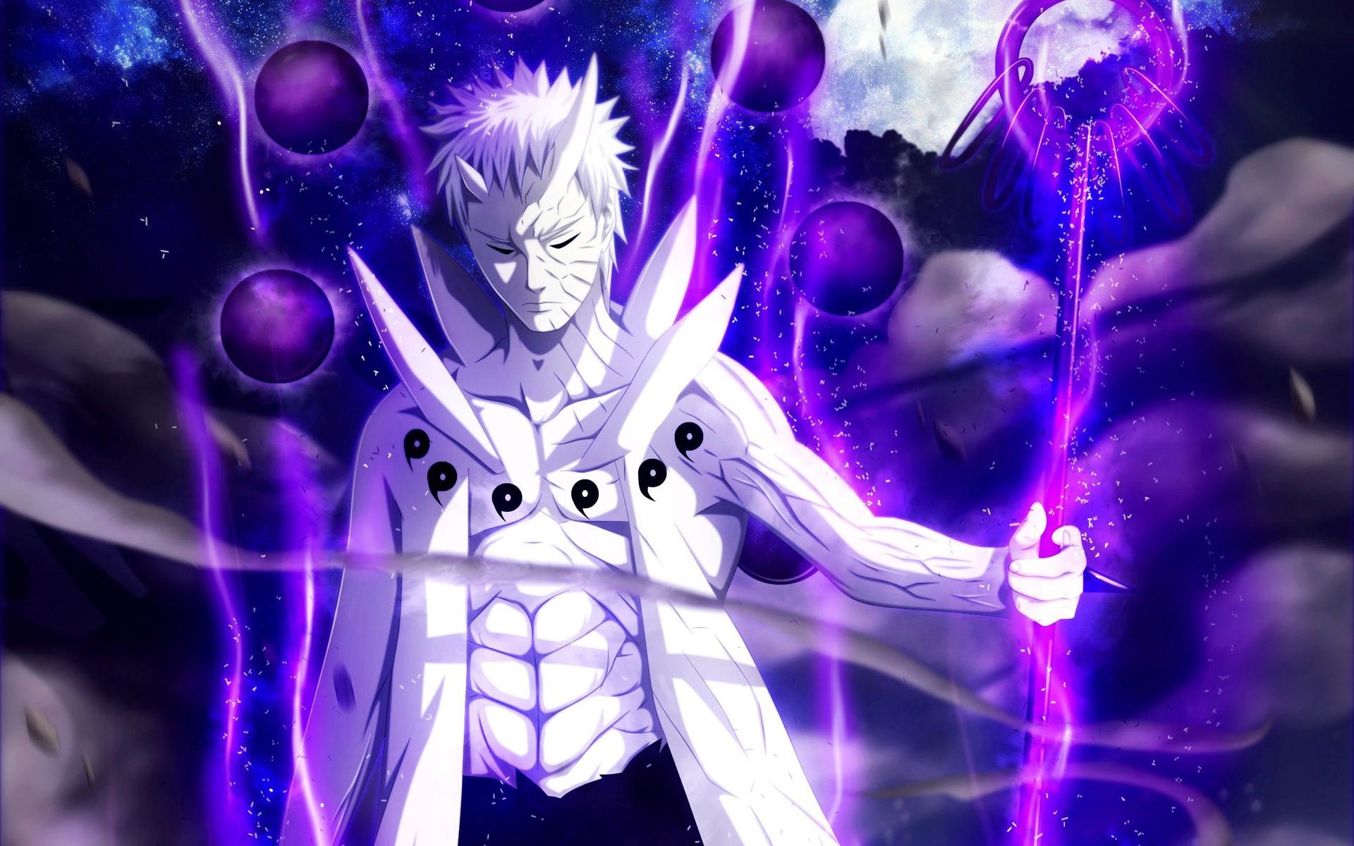 Obito Uchiha, Jinchuriki del Decacoda, Naruto Shippuden, Viola, 1920x1200, immagine di sfondo