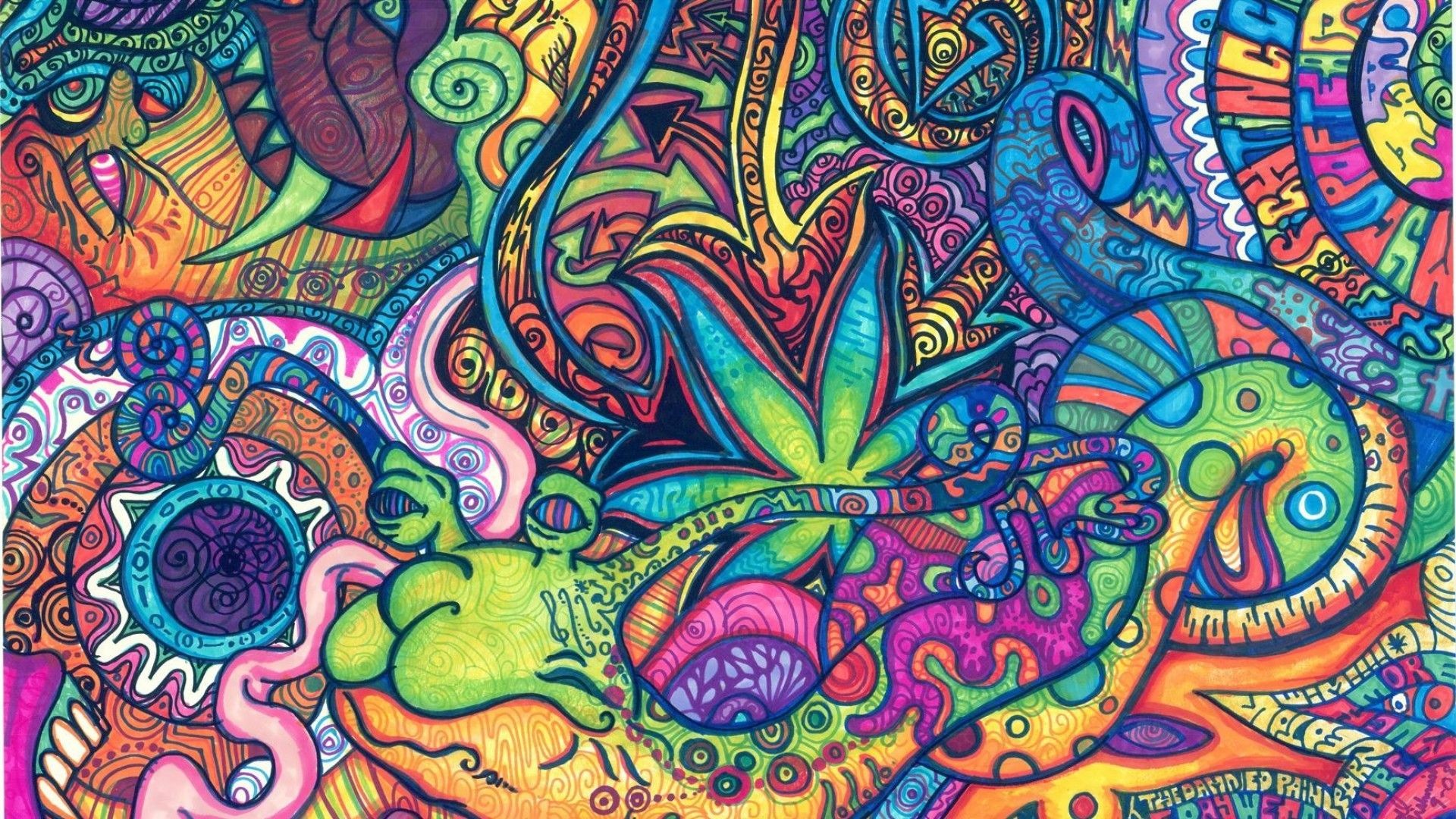 Arte psichedelica, Doodle, Colori vivaci, sfondo desktop