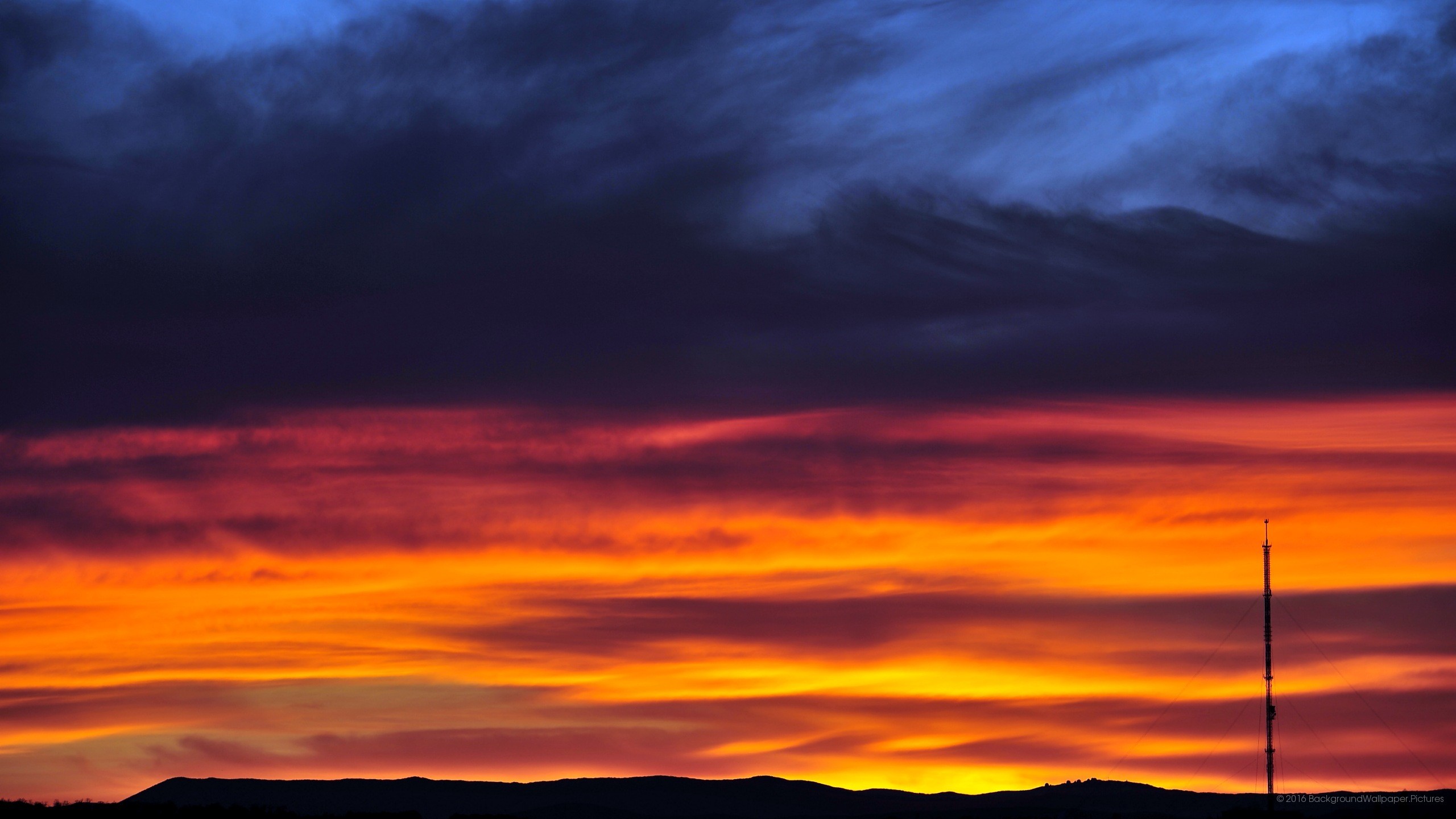 Tramonto, Nuvole, Cielo, Arancione e blu, sfondo per il tuo cellulare