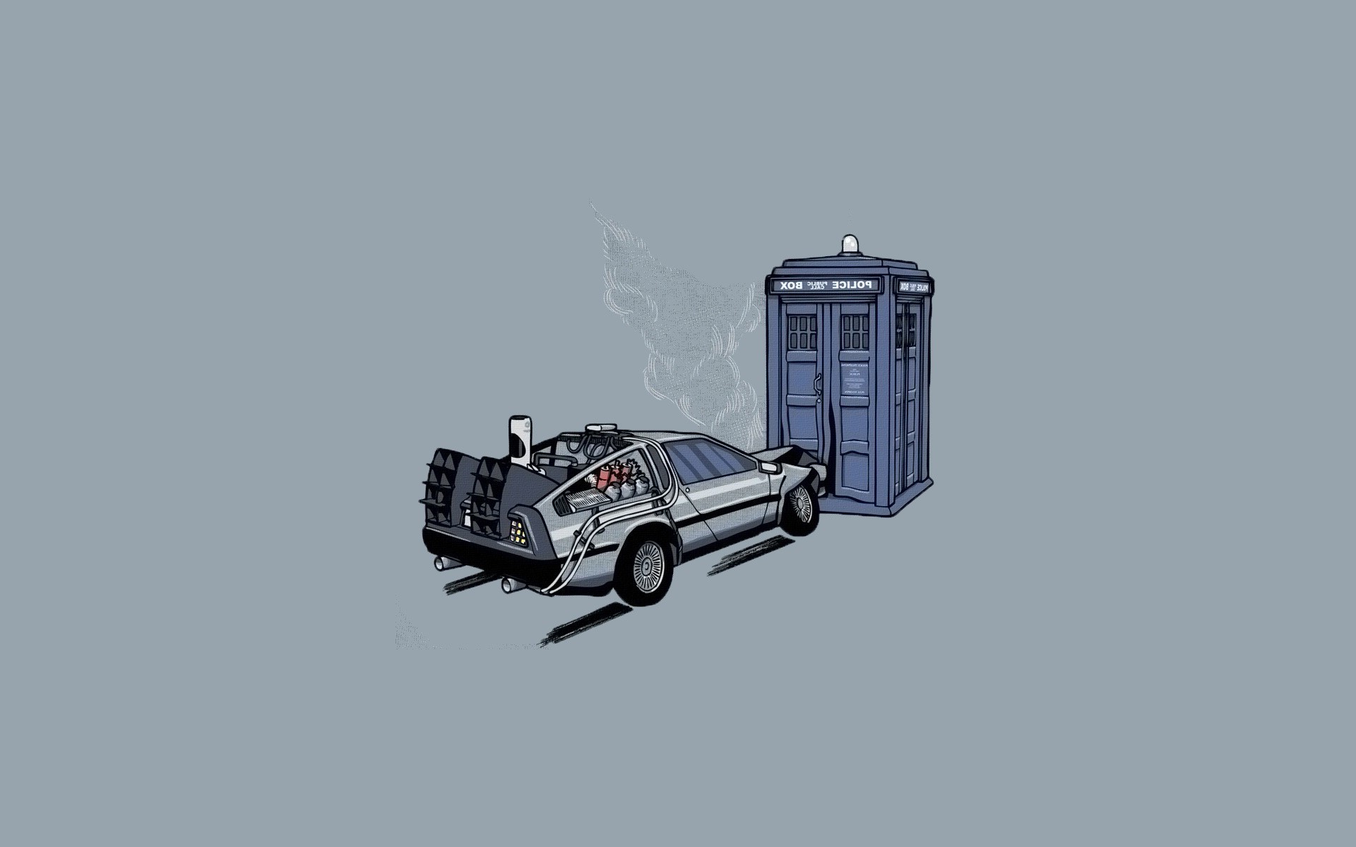 DeLorean DMC-12, TARDIS, Doctor Who, Ritorno al futuro, Crossover, sfondo 1920x1200 per PC