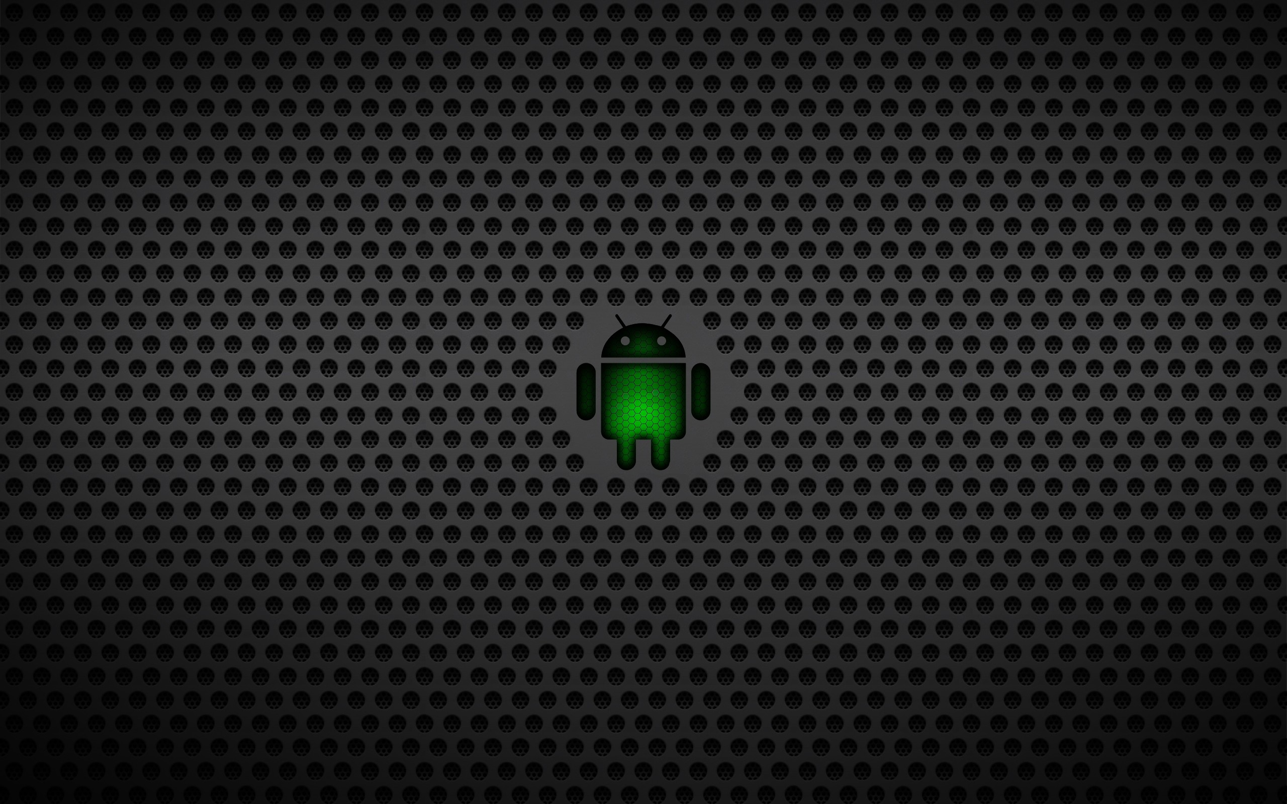 Android, Logo Android, Griglia metallica, Verde, Sfondo scuro, 2560x1600, wallpaper desktop