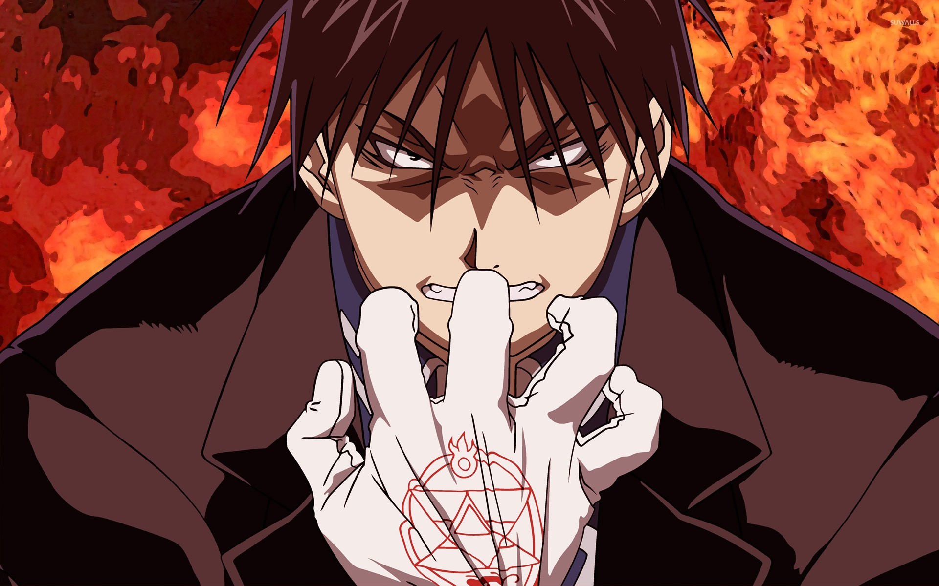 Roy Mustang, Fullmetal Alchemist, Guanto, Fiamme, 1920x1200, immagine di sfondo