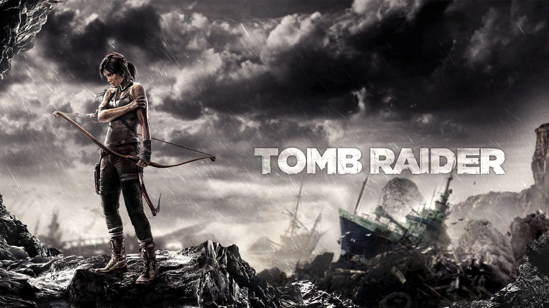 Lara Croft, Tomb Raider (2013), Logo, Cielo tempestoso, 1920x1080, sfondo per PC