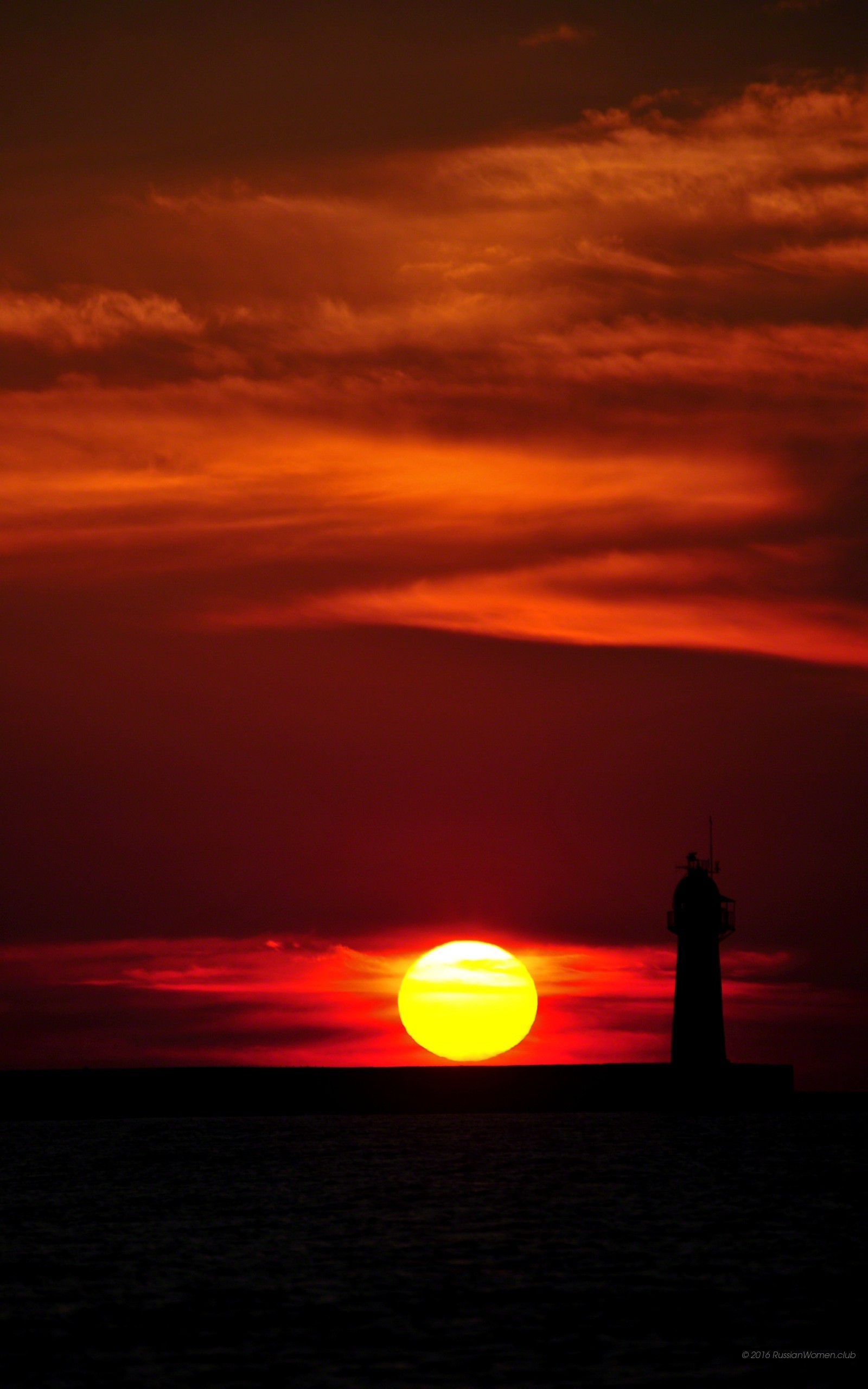 Faro, Sole, Nuvole rosse, QHD+, sfondo per iPhone e Android
