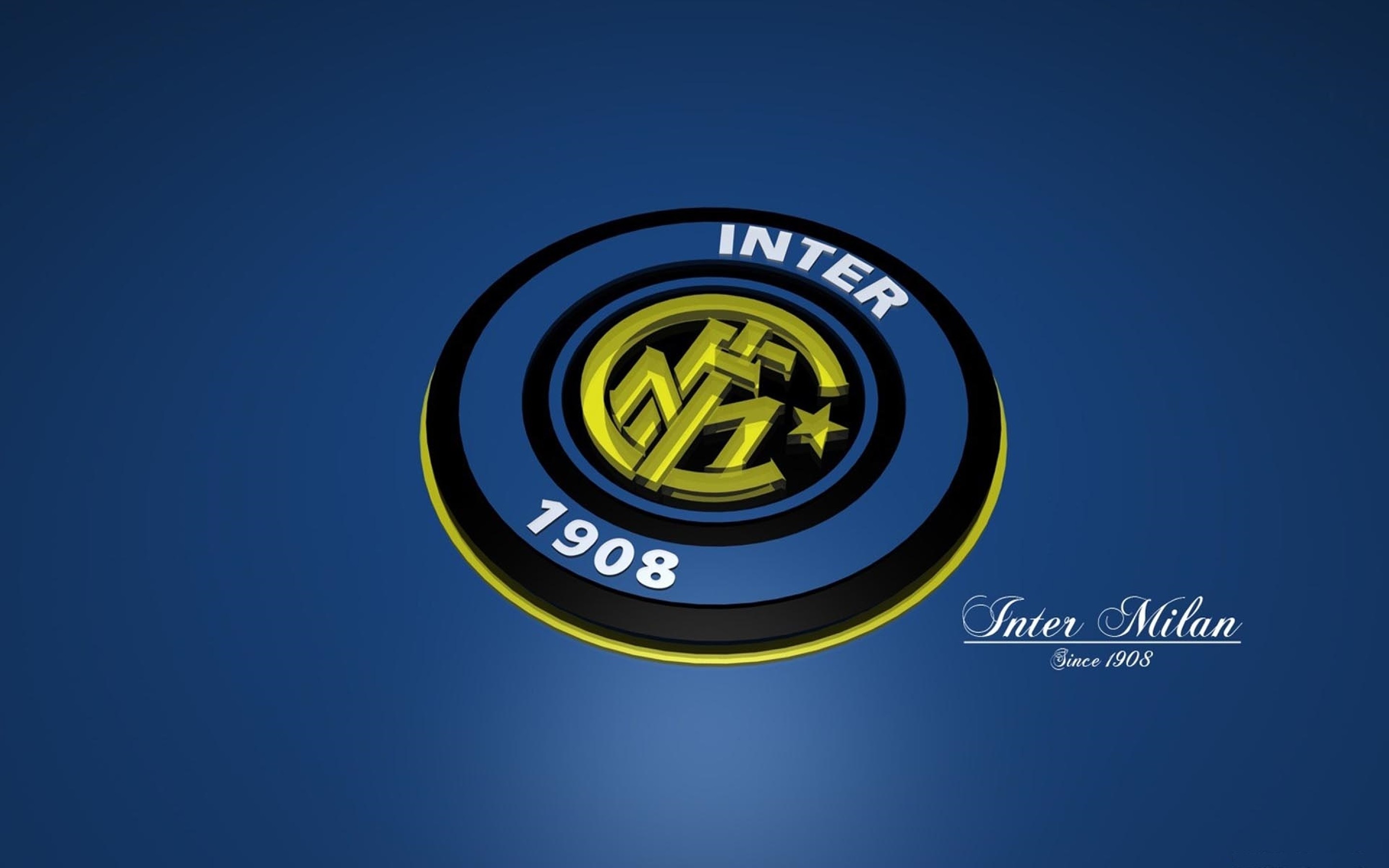 Stemma Inter, Inter 1908, Inter Milan, Sfondo blu, 16:10 2K, wallpaper widescreen