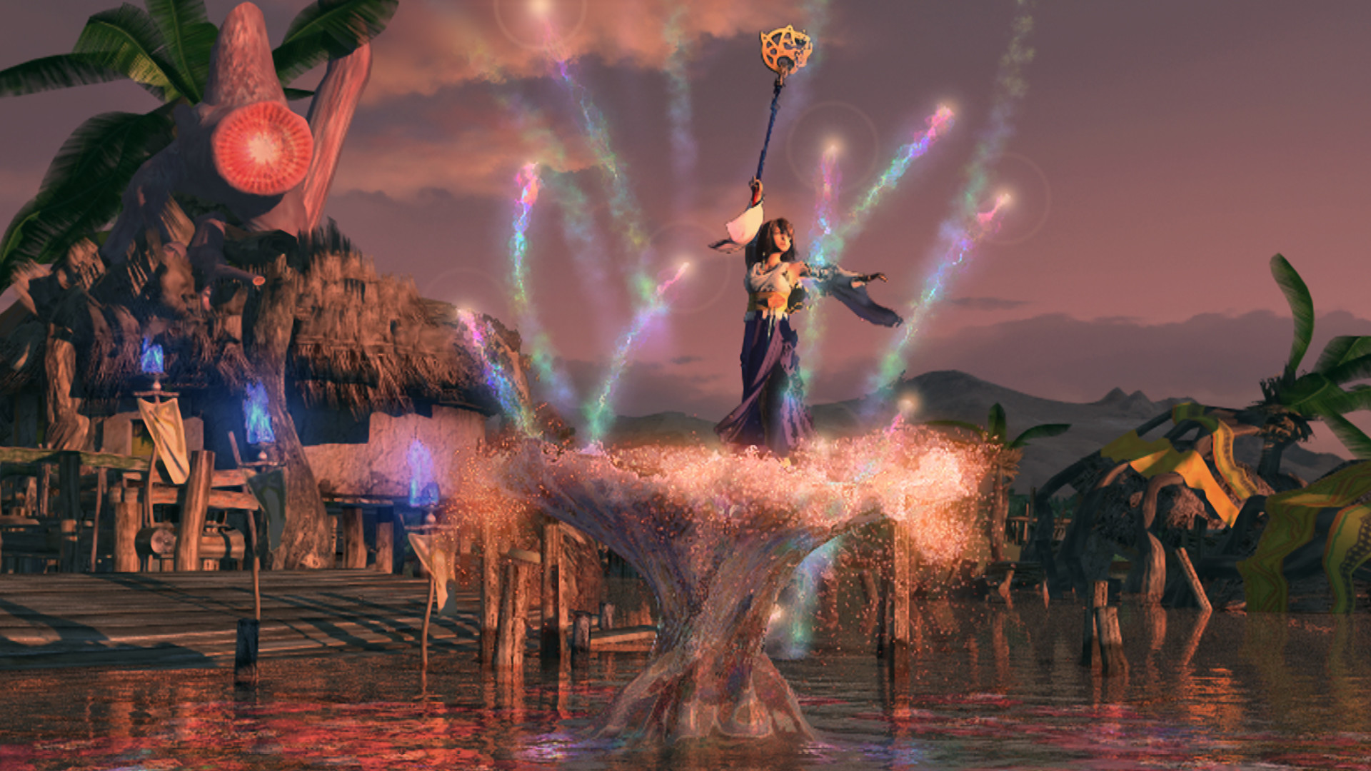 Yuna, Final Fantasy X, Mandare, Kilika, Tramonto, 16:9 Full HD, wallpaper widescreen