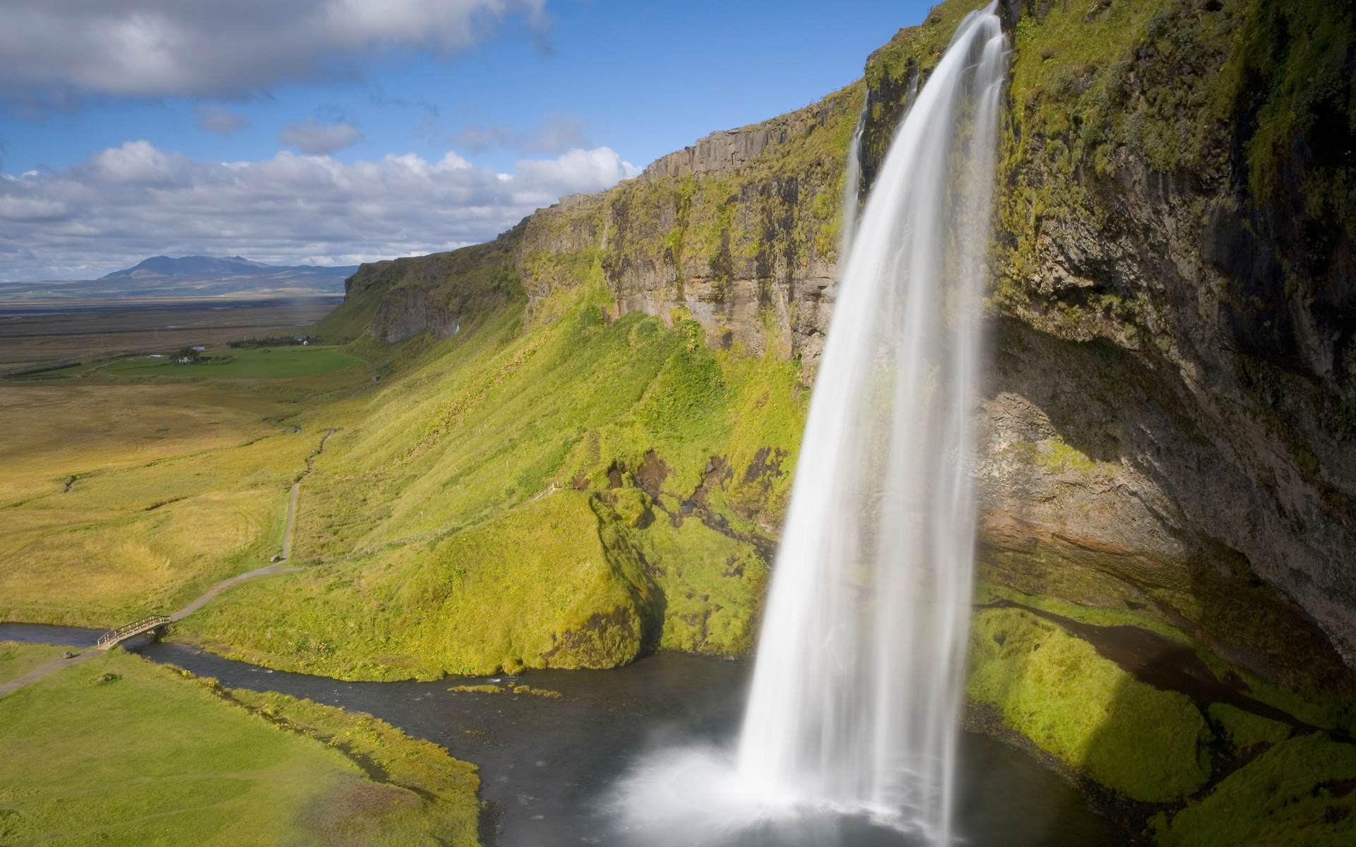 Seljalandsfoss, Islanda, Cascata, Scogliera, sfondo per Windows