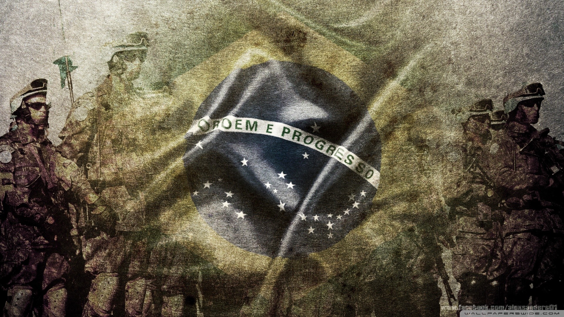 Bandiera del Brasile, Ordem e Progresso, Soldati, Esercito brasiliano, sfondo 1920x1080 per PC