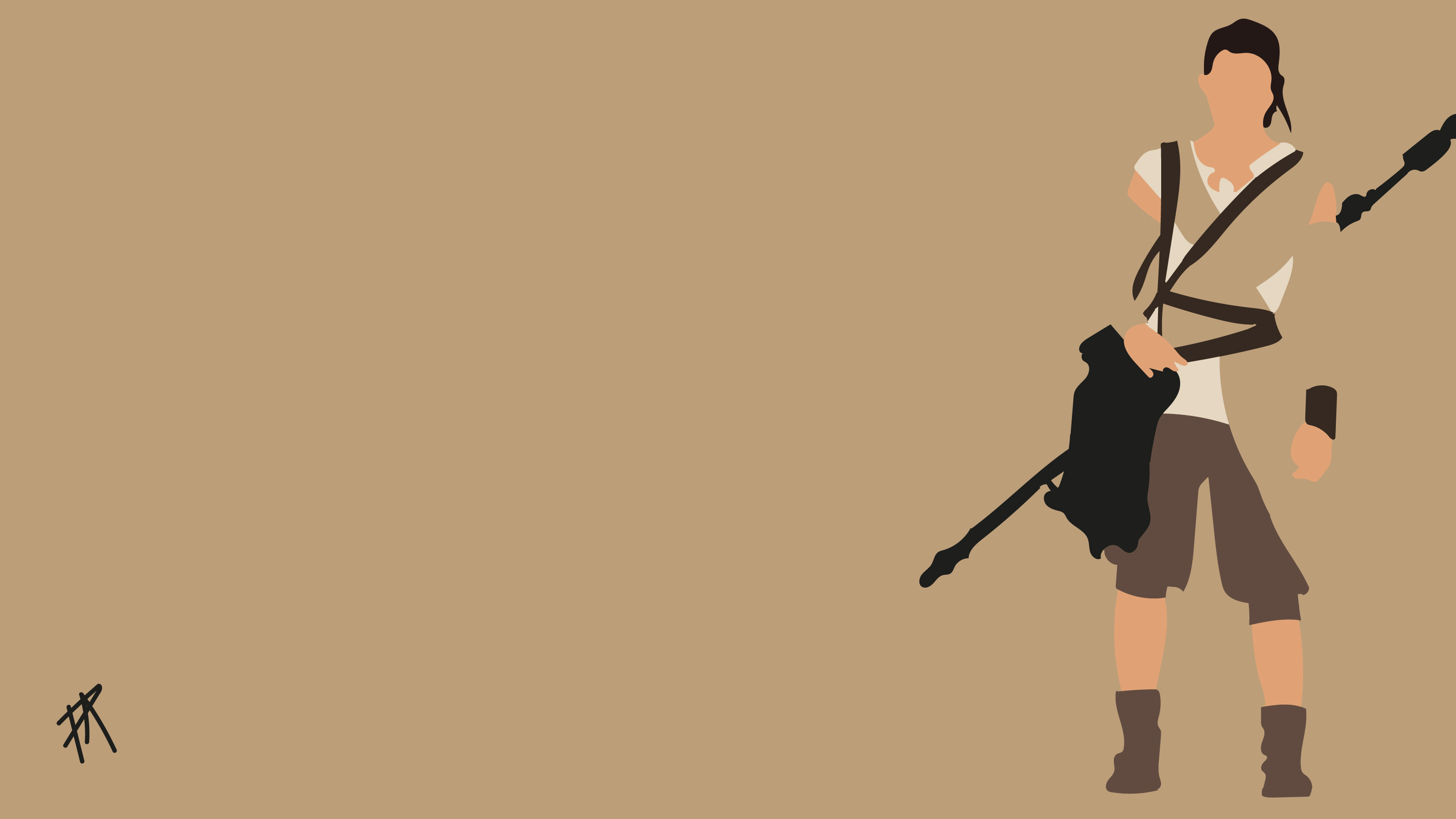 Rey, Star Wars: Il risveglio della Forza, Star Wars, Minimalismo, sfondo widescreen 2K
