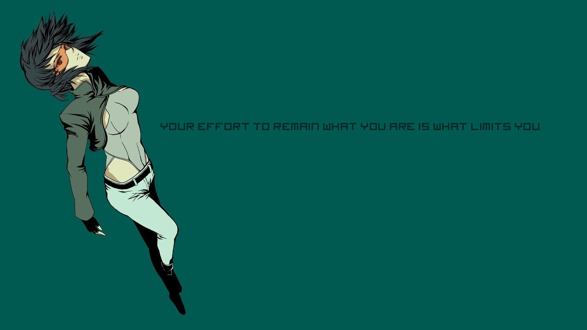 Motoko Kusanagi, Ghost in the Shell, Citazione, Sfondo verde, Full HD, wallpaper per portatile