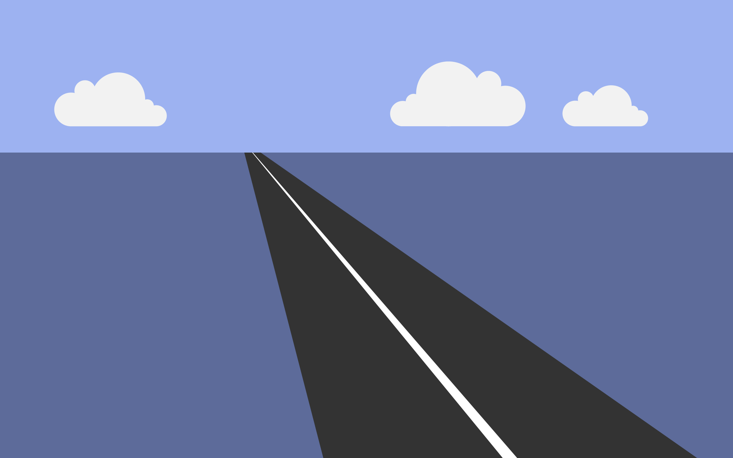 Strada, Nuvole, Prospettiva, Flat design, 2K, sfondo desktop