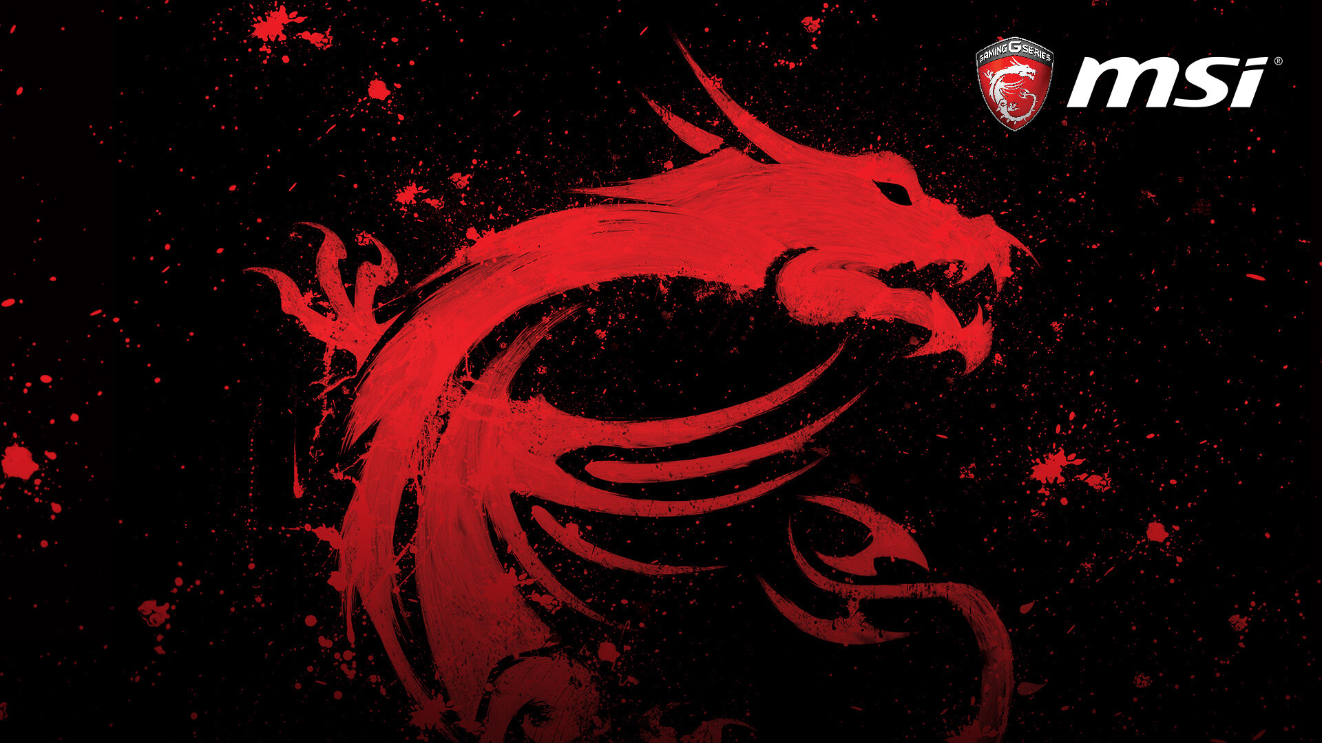 MSI, Drago MSI, Schizzi rossi, Sfondo nero, 1920x1080, wallpaper desktop