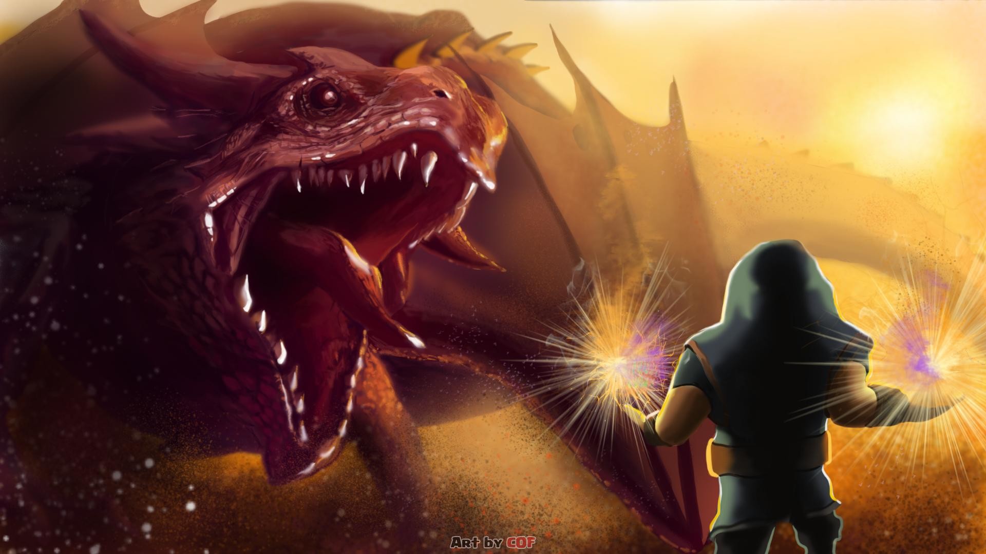 Clash of Clans, Drago, Mago, Fan art, Full HD, sfondo per portatile