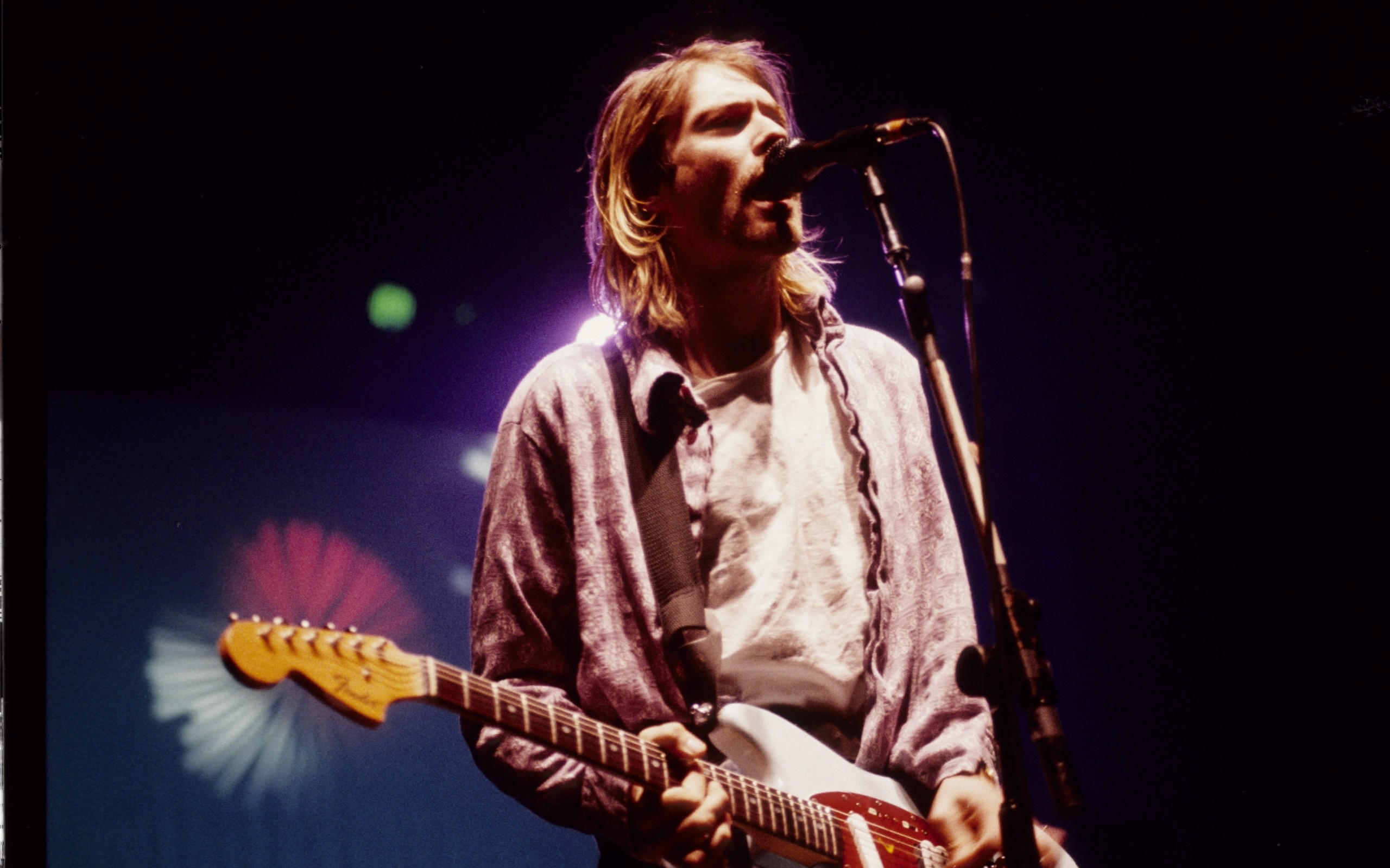 Kurt Cobain, Nirvana, Concerto, Fender Mustang, 2560x1600, immagine di sfondo