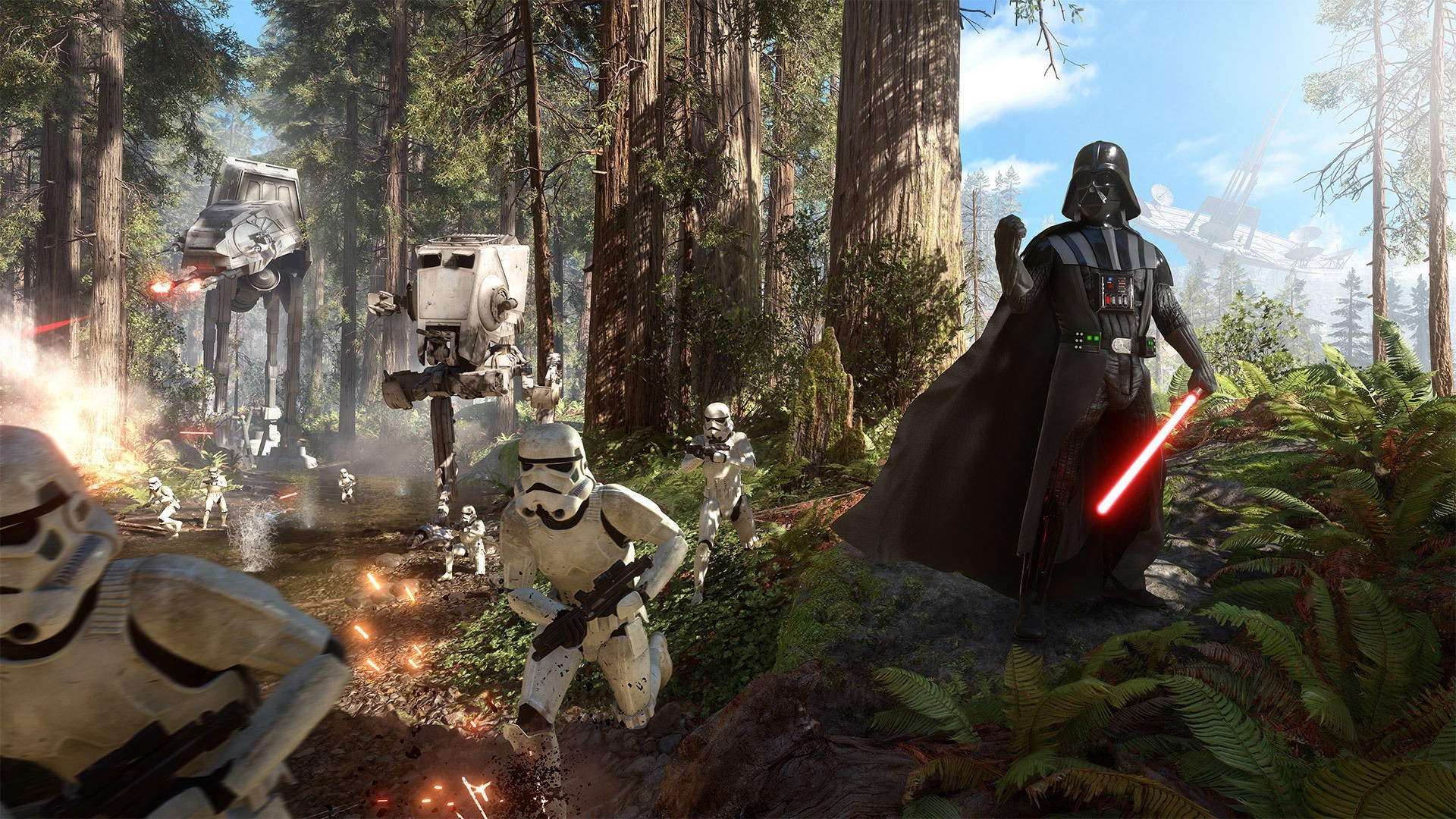 Star Wars Battlefront, Darth Vader, Endor, Stormtrooper, AT-ST, 1920x1080, sfondo per PC