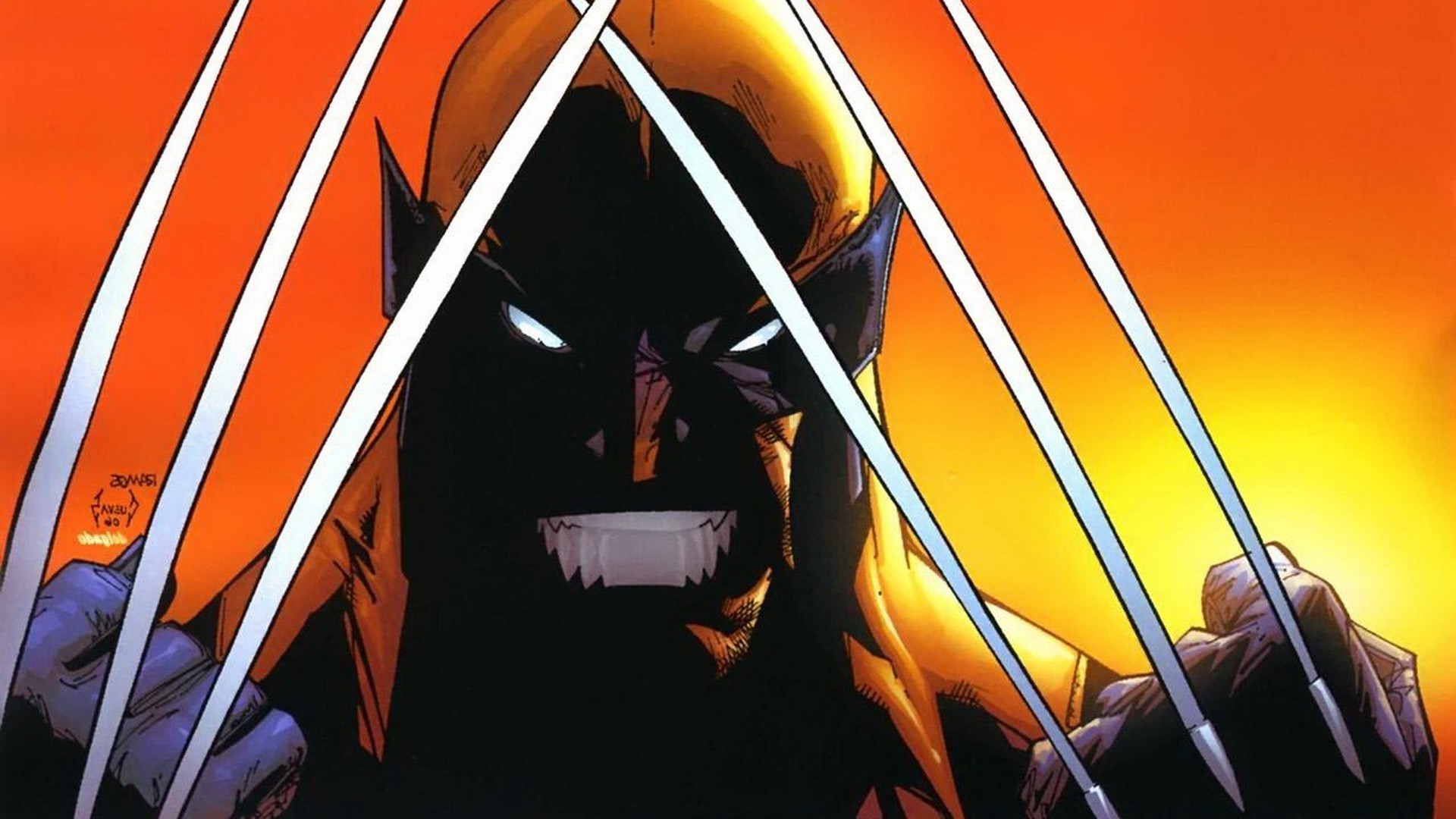 Wolverine, Marvel Comics, Artigli, Arancione, Full HD, sfondo desktop