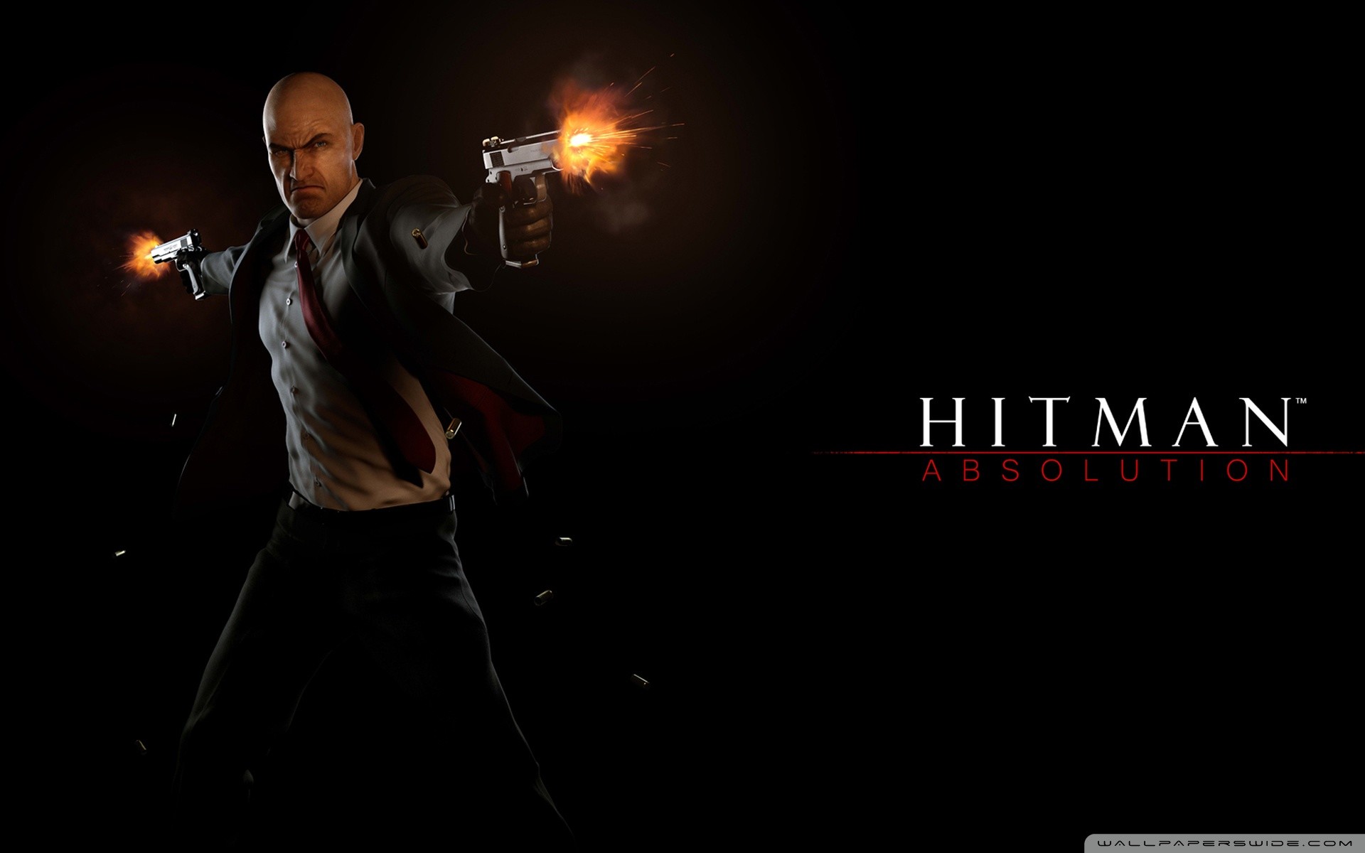 Hitman: Absolution, Agente 47, Pistole, Sparatoria, Sfondo nero, wallpaper 1920x1200