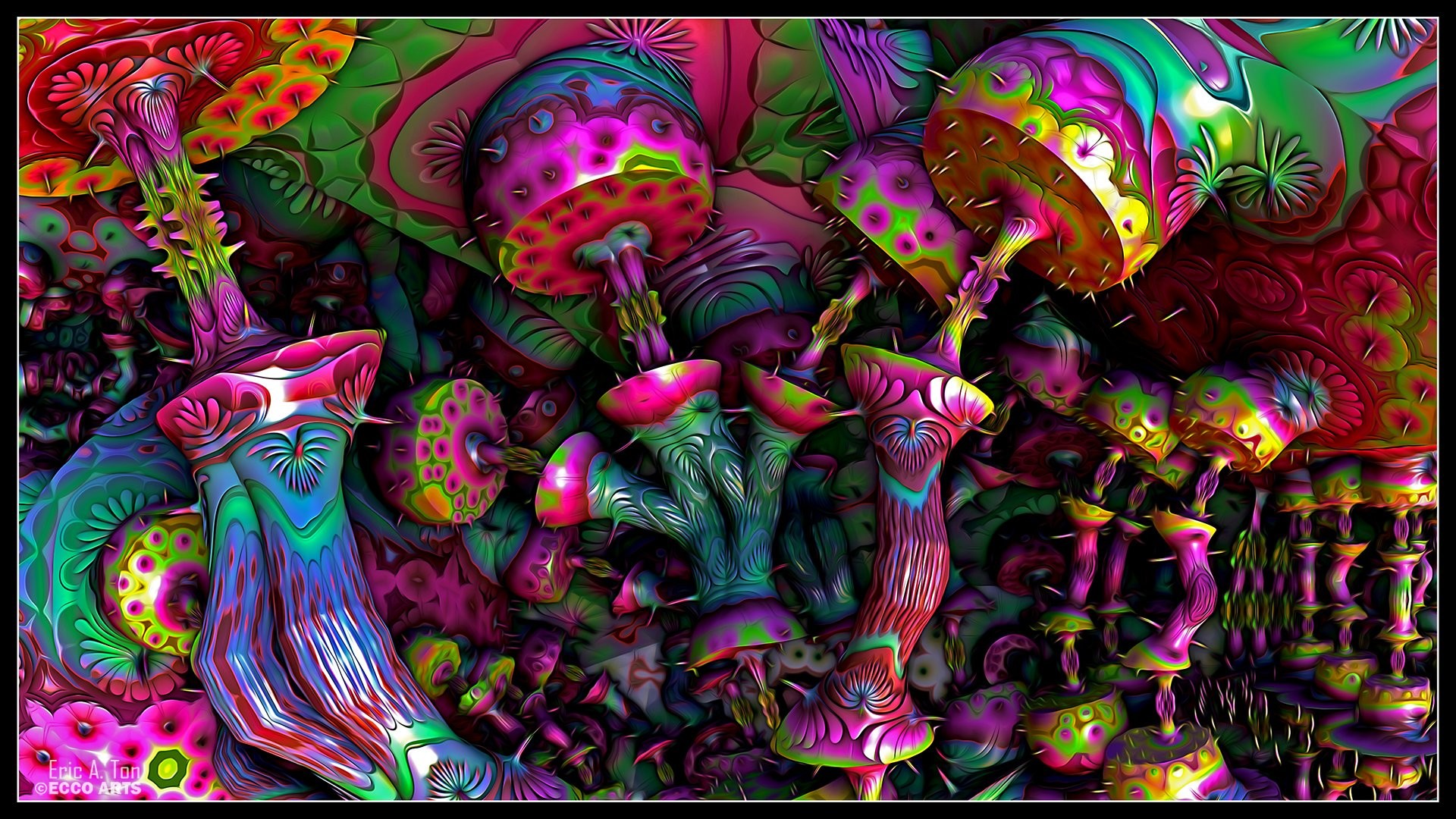 Funghi psichedelici, Arte psichedelica, Fantasy, Multicolore, sfondo desktop PC