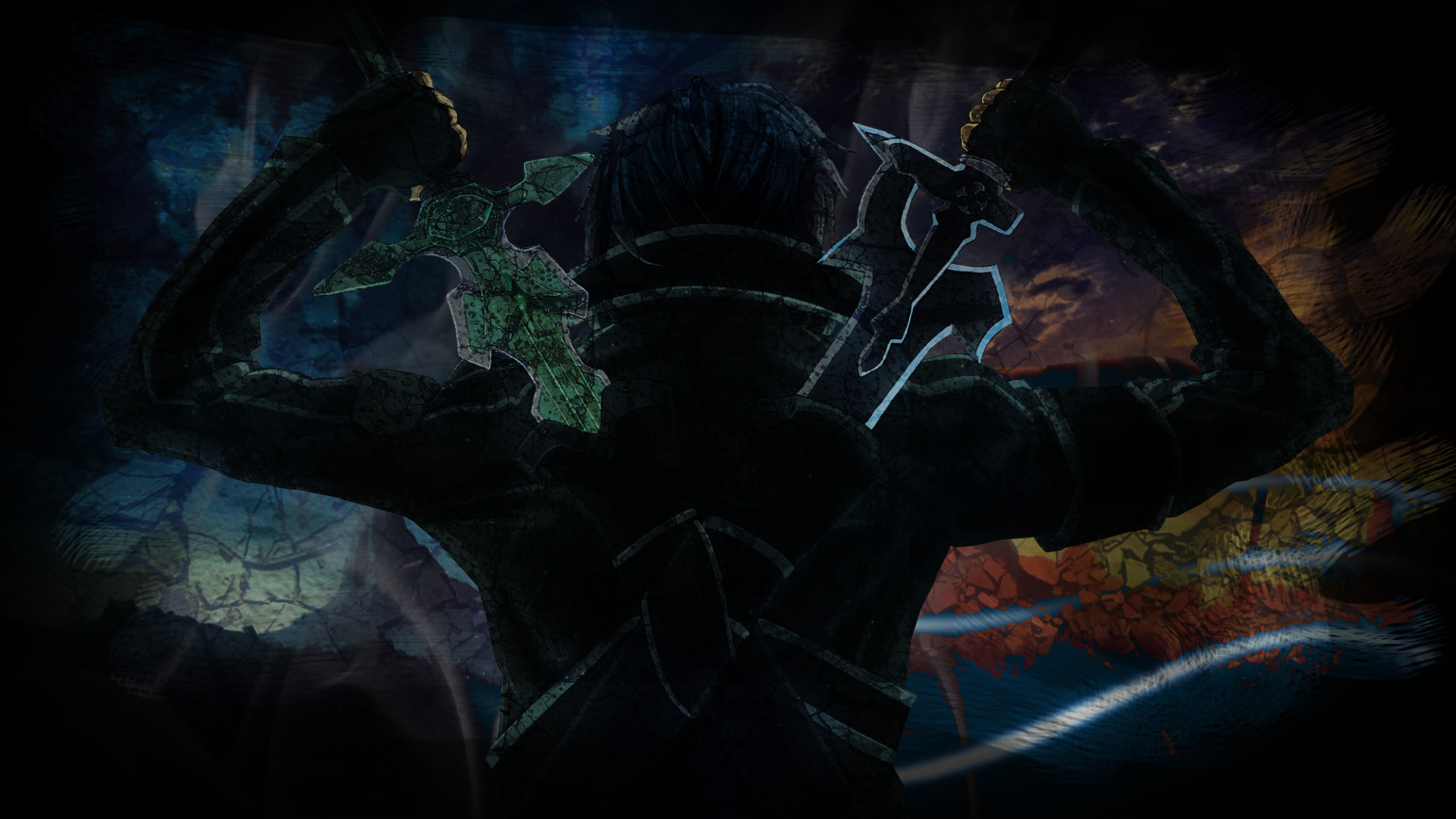 Kirito, Sword Art Online, Spade, Buio, Full HD, sfondo per PC e portatile