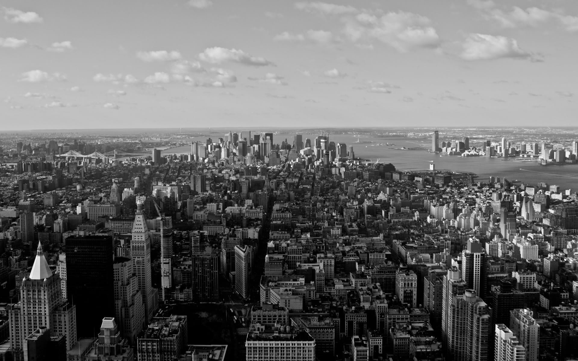 Manhattan, Bianco e nero, Vista dall'alto, Grattacieli, 1920x1200, immagine di sfondo