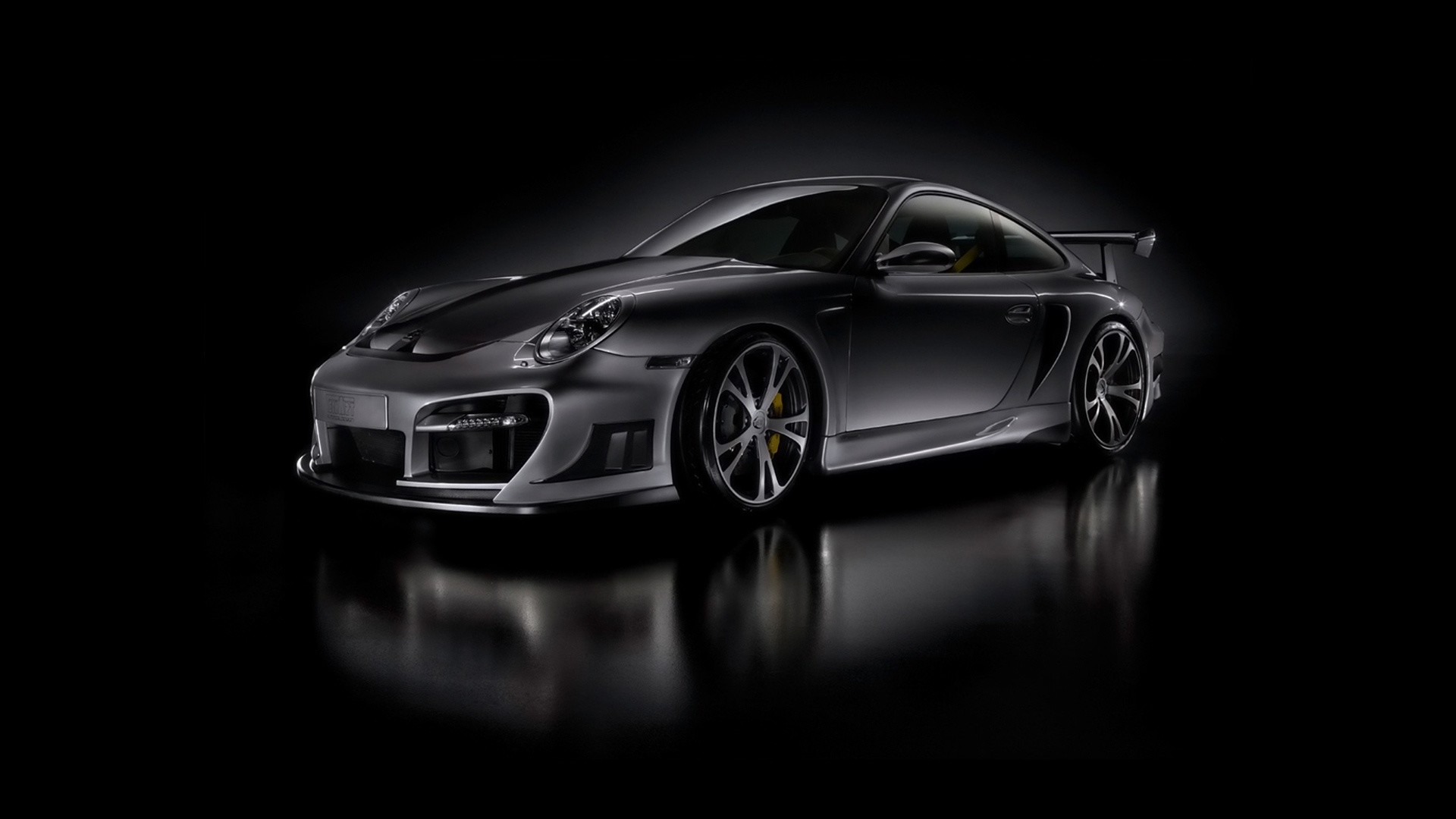 Gemballa GT 750, Porsche 911 (997), Grigio, Sfondo nero, 1920x1080, wallpaper desktop