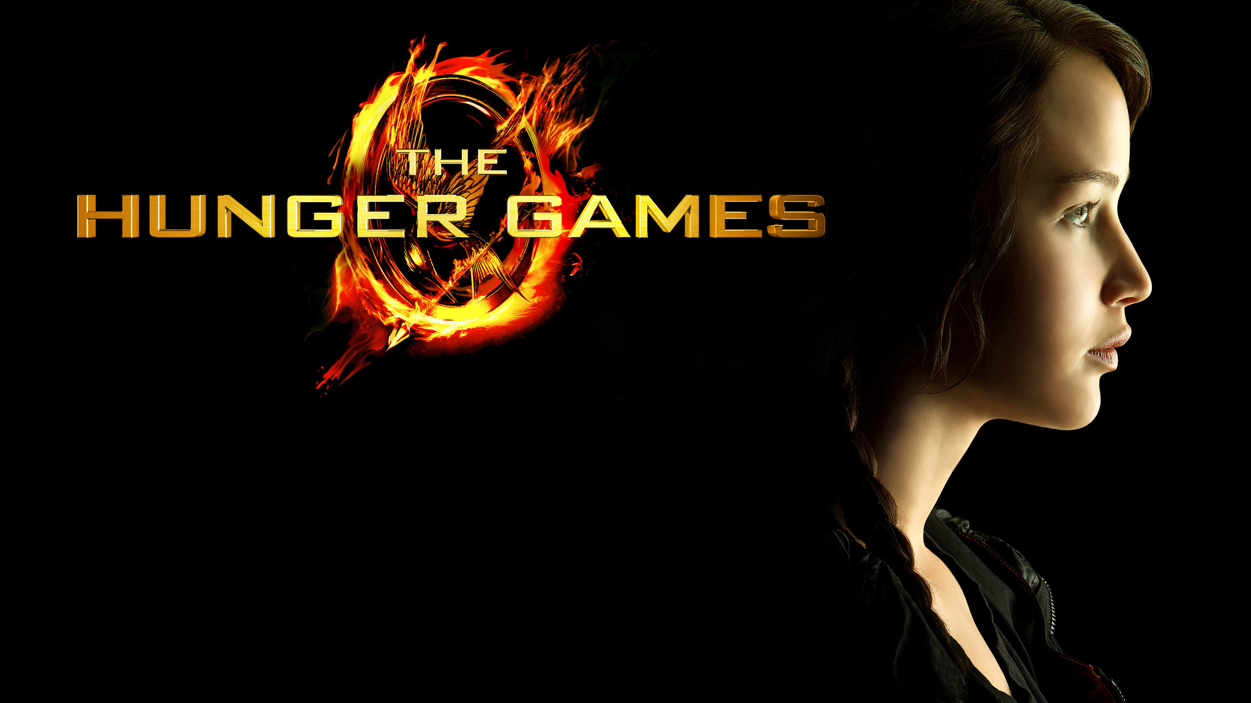 Jennifer Lawrence, Katniss Everdeen, Hunger Games, Logo, 2560x1440, sfondo per PC