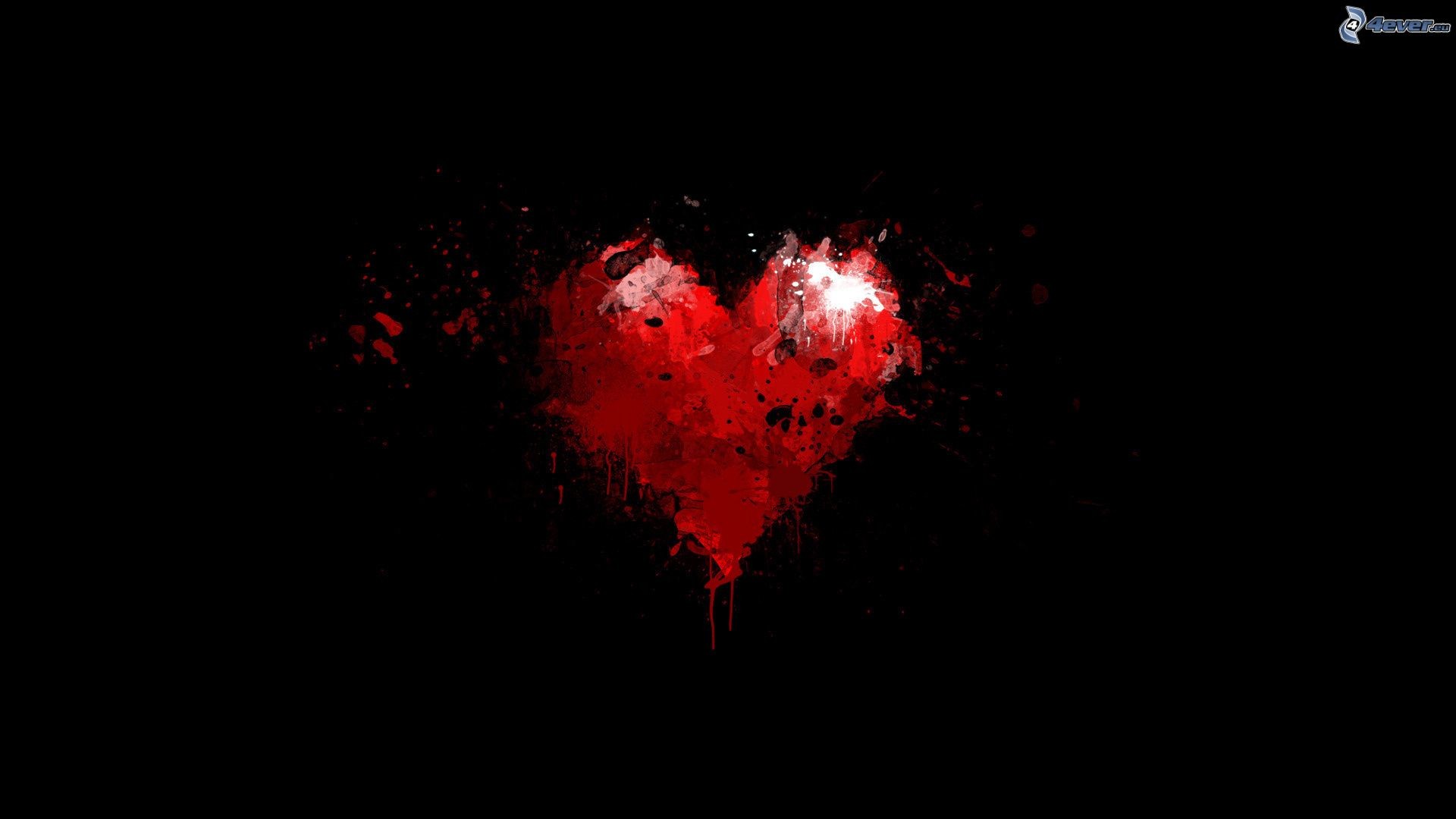 Cuore rosso, Grunge, Sfondo nero, 1920x1080, wallpaper desktop