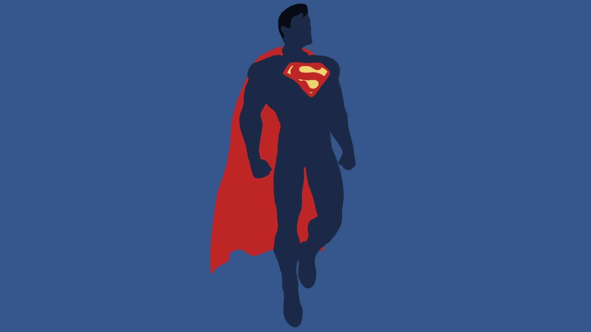Superman, Silhouette, Minimalista, Sfondo blu, Full HD, wallpaper desktop