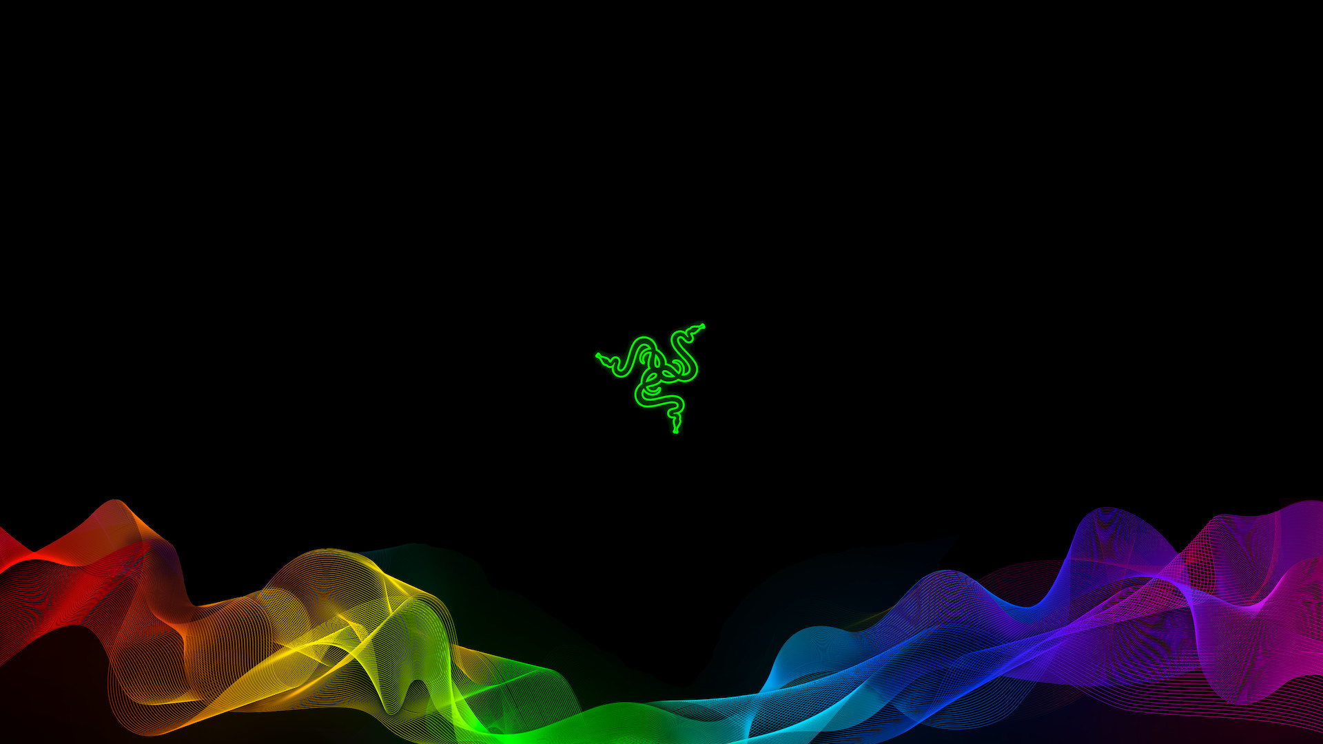 Razer, Razer Chroma, Onda arcobaleno, Logo Razer, Sfondo nero, Full HD, wallpaper per portatile
