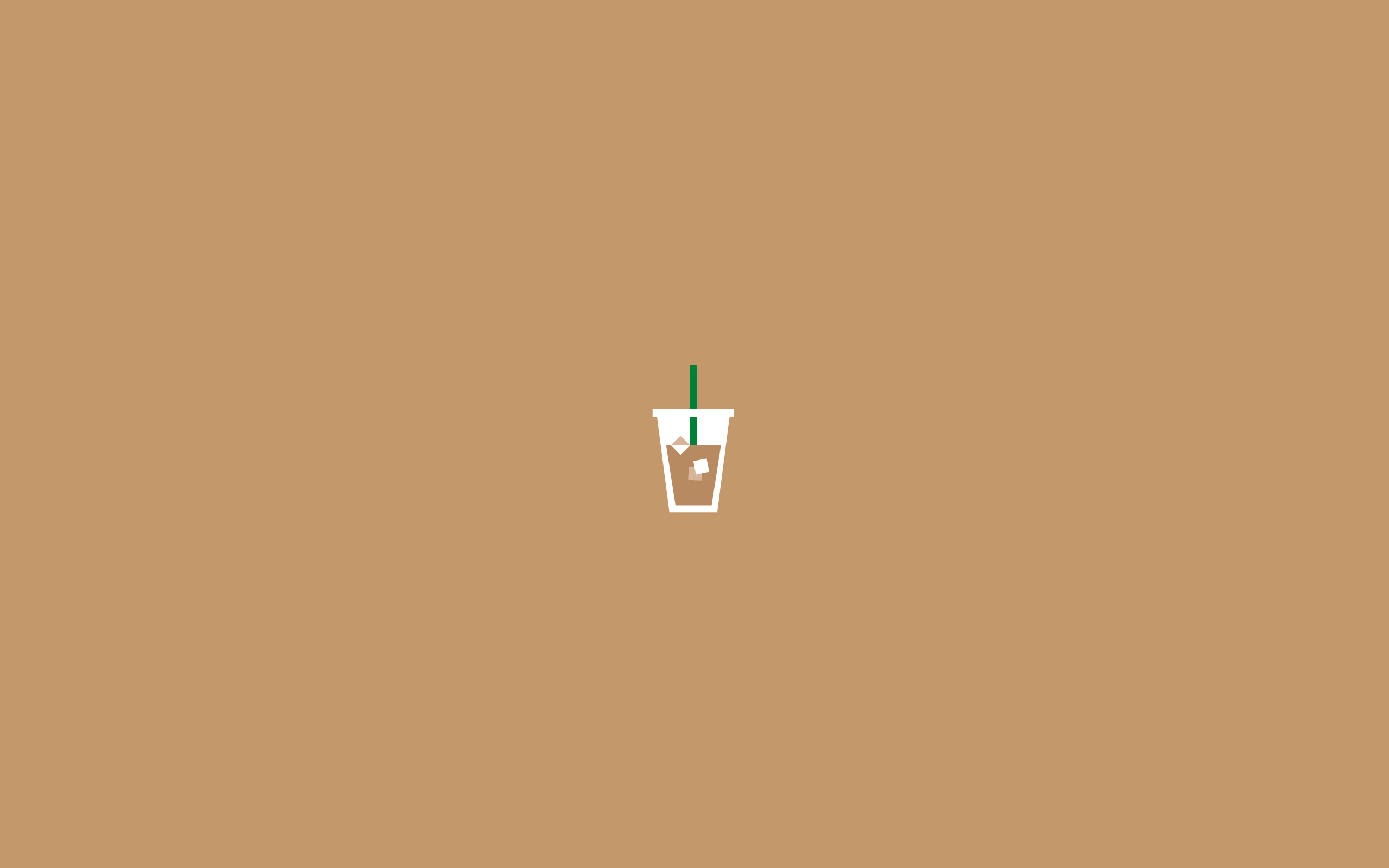 Minimalismo, Starbucks, Bicchiere, Sfondo marrone, 2560x1600, wallpaper desktop