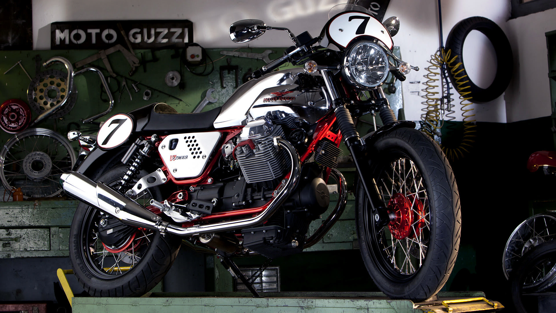 Moto Guzzi V7 Racer, Café racer, Officina, 7, 1920x1080, immagine di sfondo