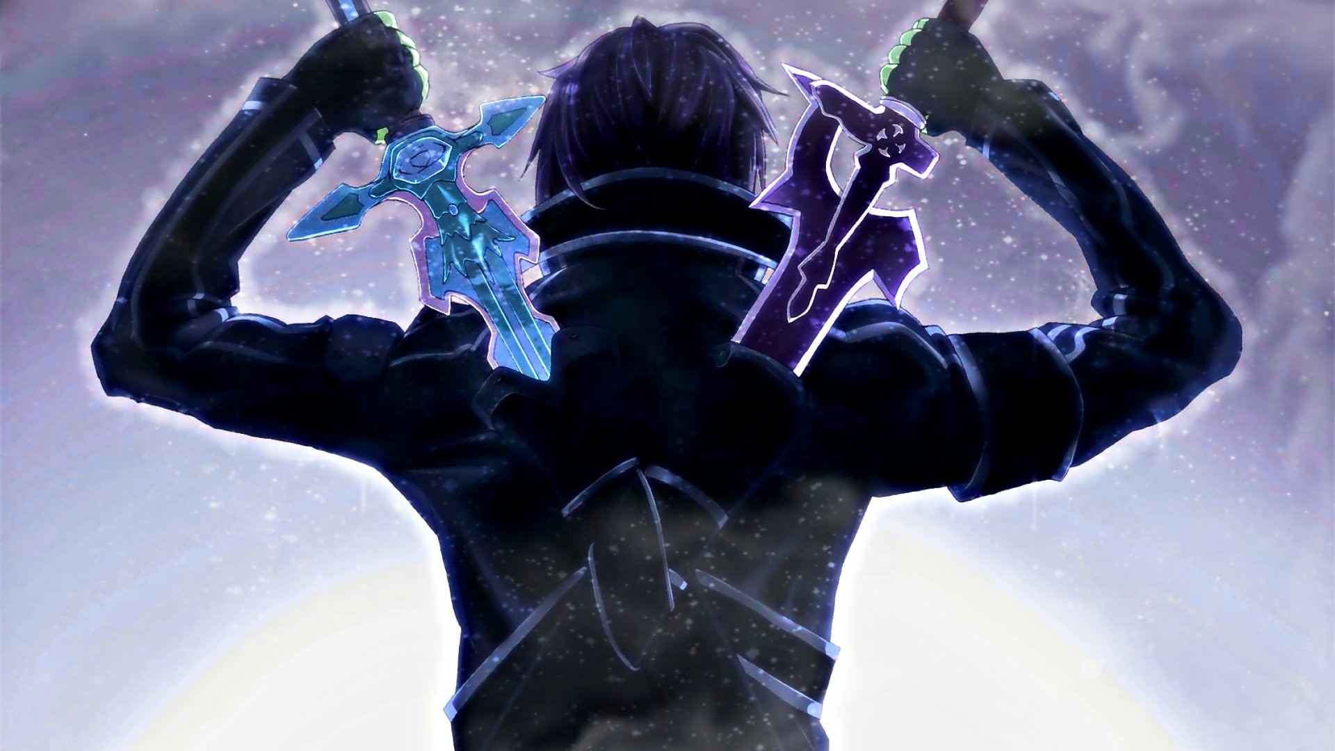 Kirito, Sword Art Online, Elucidator, Dark Repulser, Vista posteriore, sfondo Full HD per PC