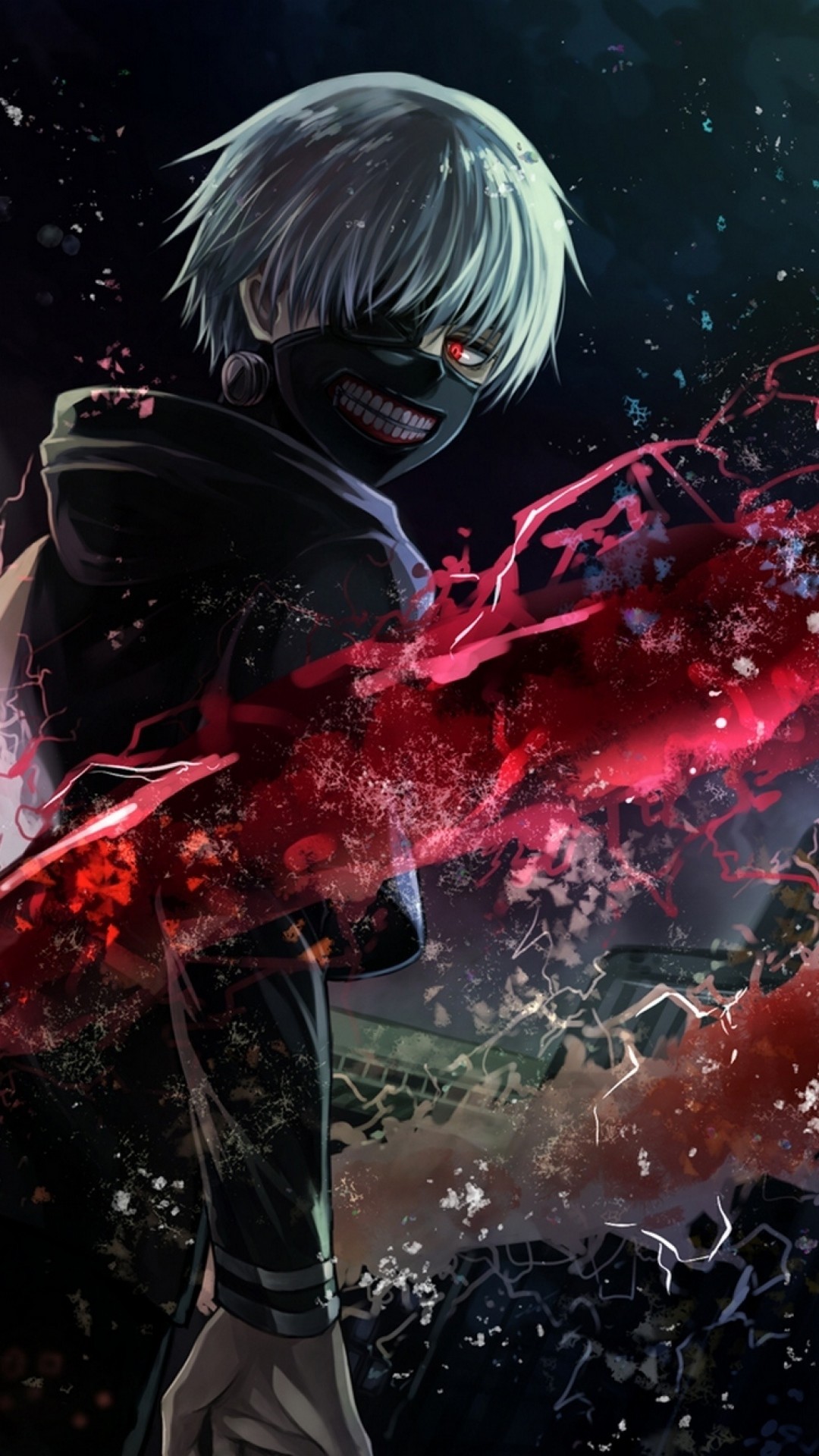 Ken Kaneki, Tokyo Ghoul, Maschera, Kagune, Full HD, sfondo per iPhone e Android