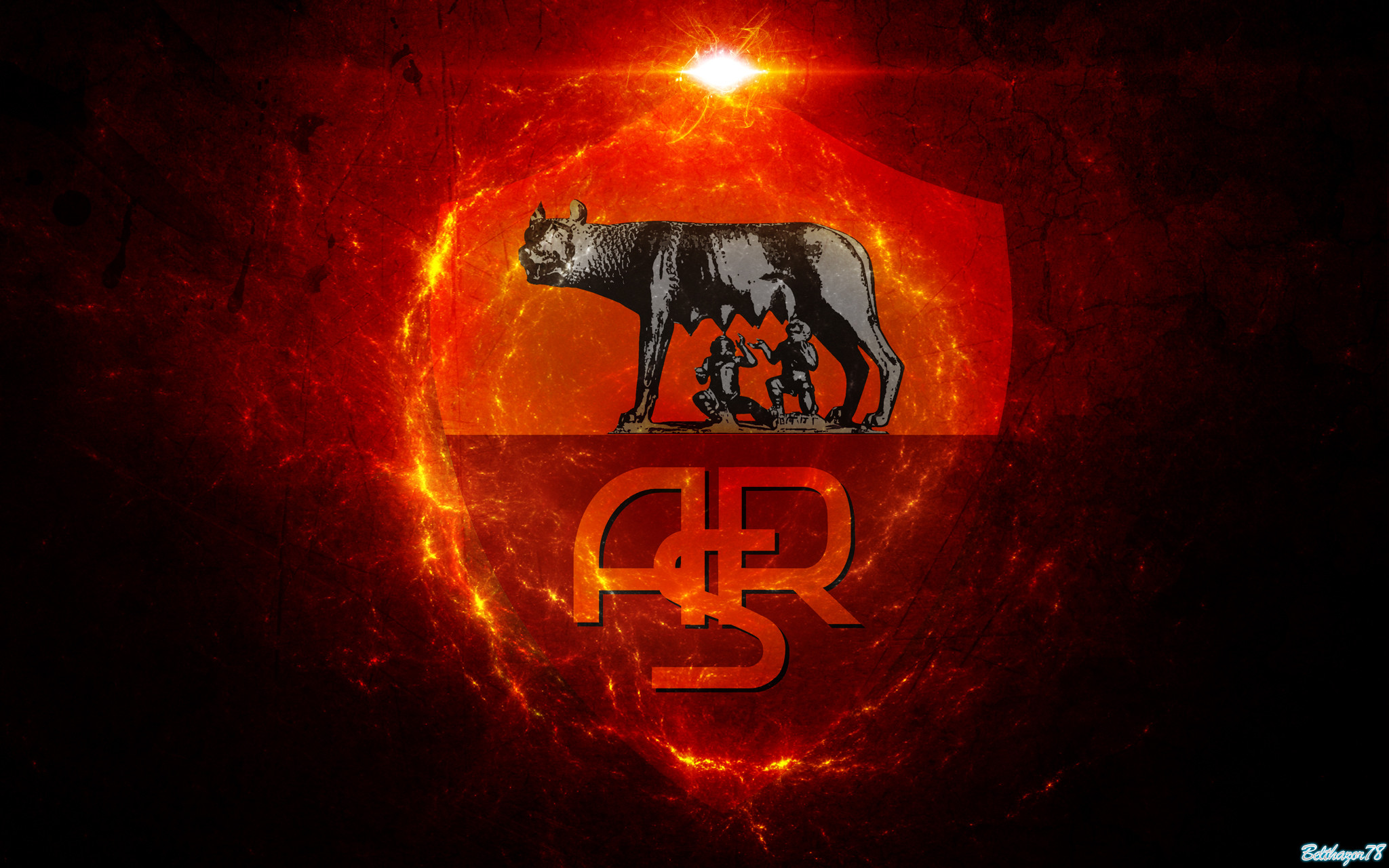 Stemma AS Roma, Lupa capitolina, AS Roma, Fuoco, Full HD, sfondo Windows 11