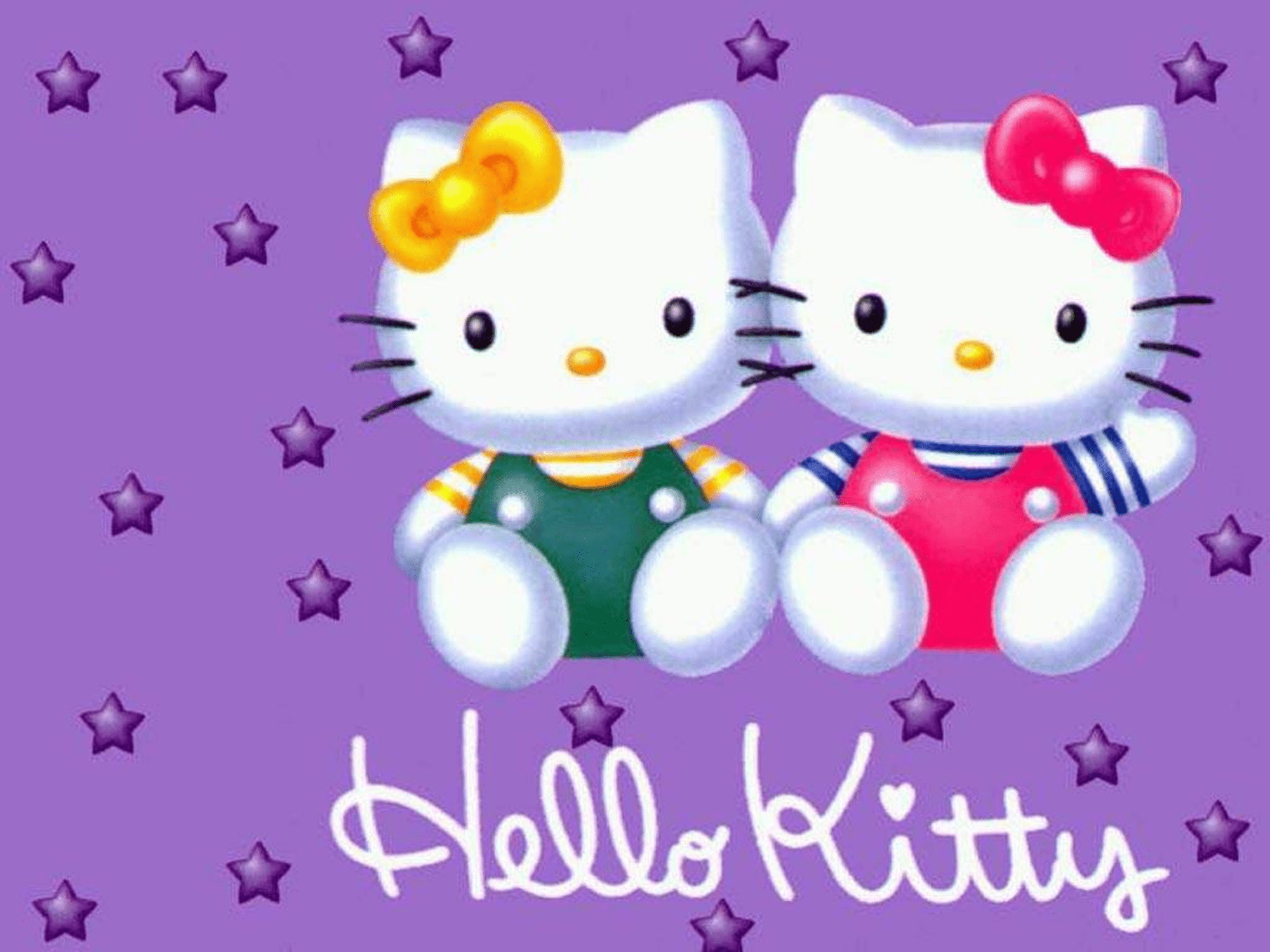 Hello Kitty, Mimmy, Gemelle, Stelle, Viola, sfondo per iPad e tablet