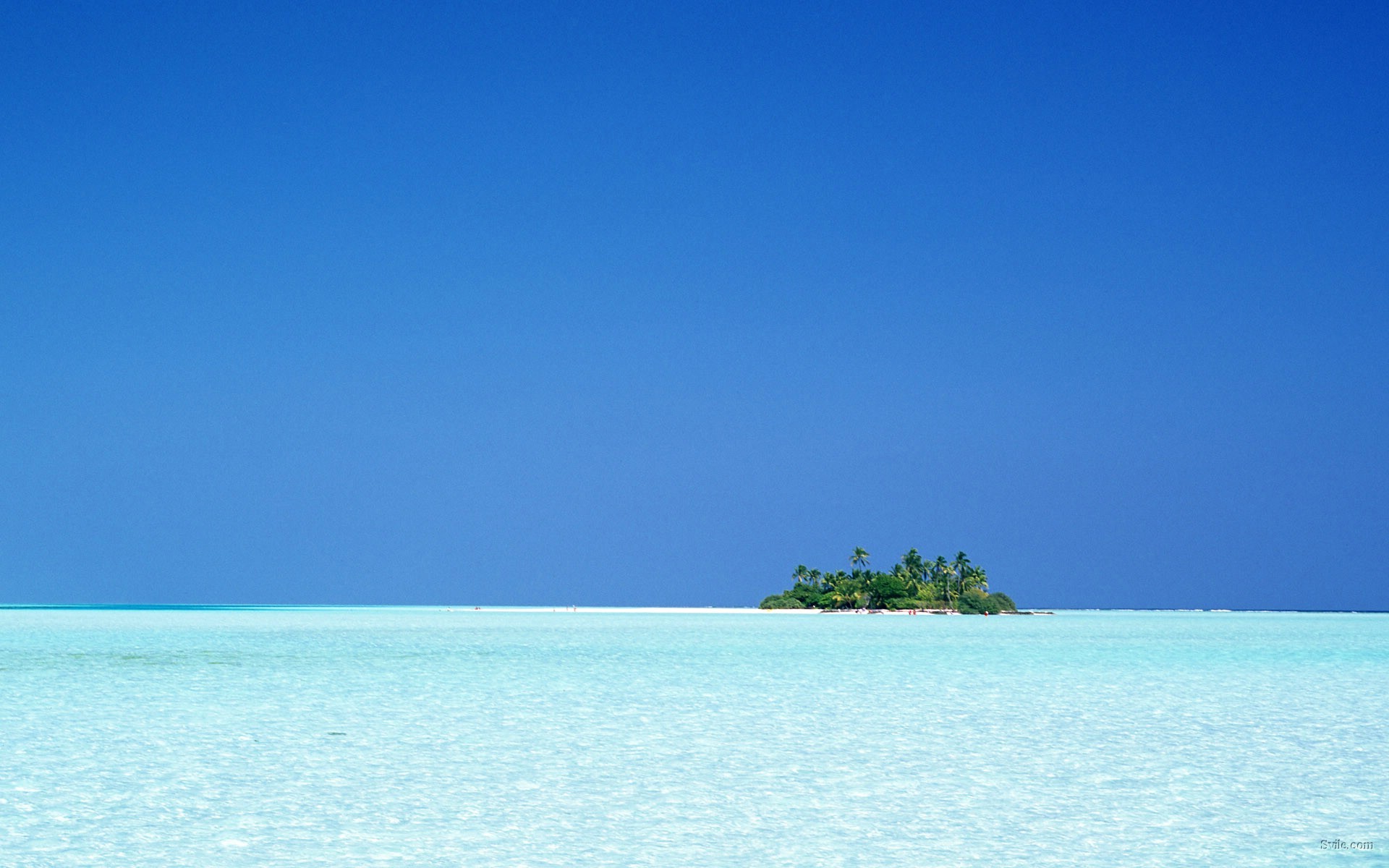 Isolotto, Mare tropicale, Cielo blu, 1920x1200, sfondo per PC